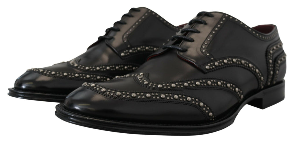 Dolce &amp; Gabbana – Elegante schwarze Derby-Schuhe mit Nieten