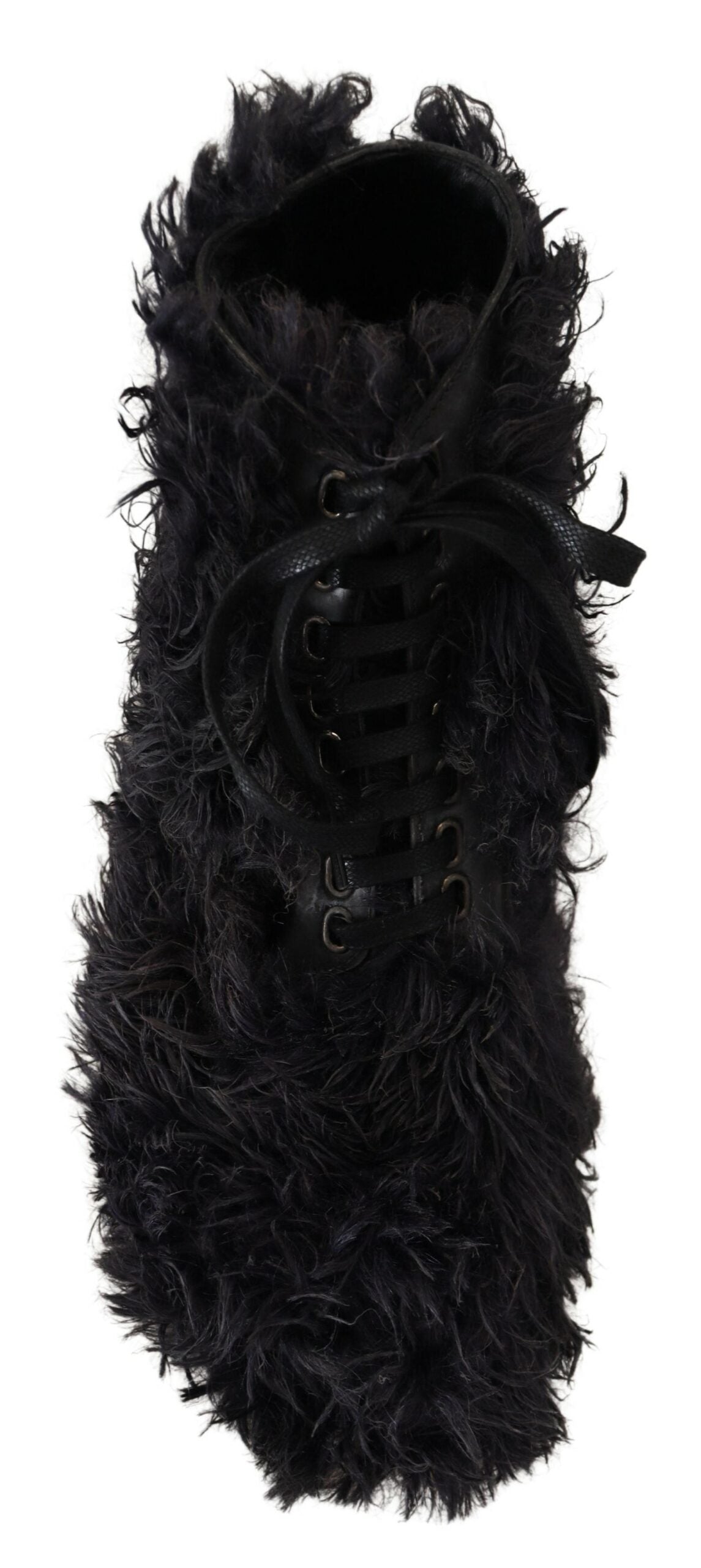 Dolce &amp; Gabbana Schwarze Lammfell-Stiefeletten aus Leder