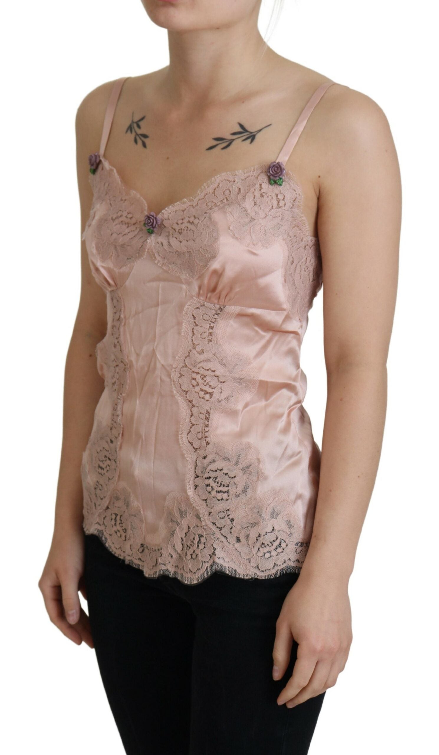 Dolce &amp; Gabbana Elegantes Dessous-Top aus rosa Seide