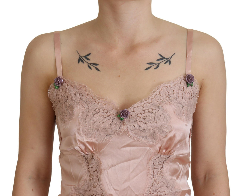 Dolce &amp; Gabbana Elegantes Dessous-Top aus rosa Seide