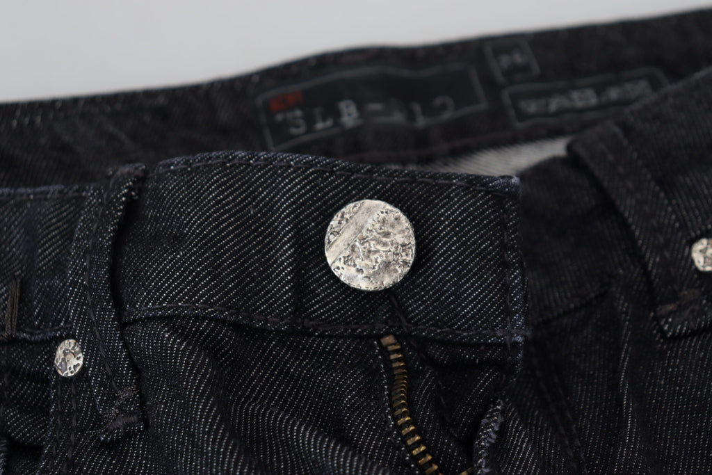 Acht Chic Schwarze, gerade geschnittene Jeans mit niedriger Taille