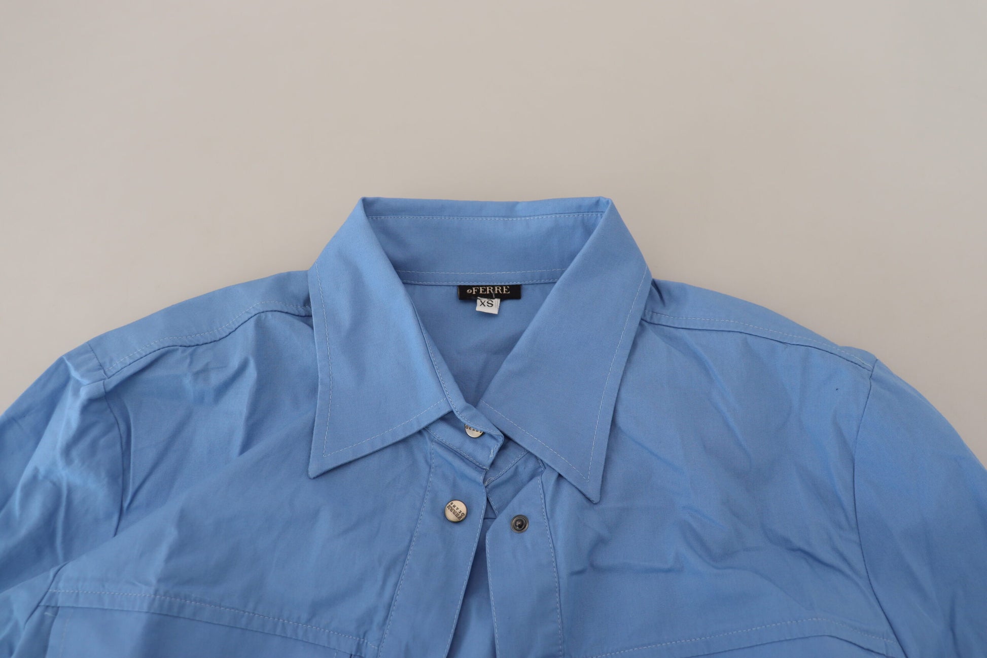 Ferre Elegantes Langarm-Poloshirt aus Baumwolle in Blau