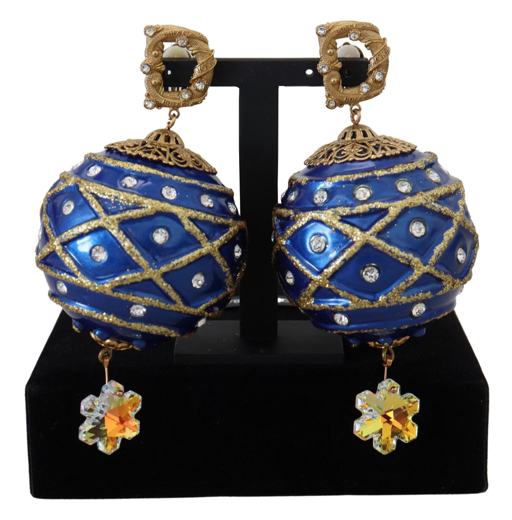Dolce &amp; Gabbana – Elegante, baumelnde Weihnachtskugel-Ohrringe mit Kristallen