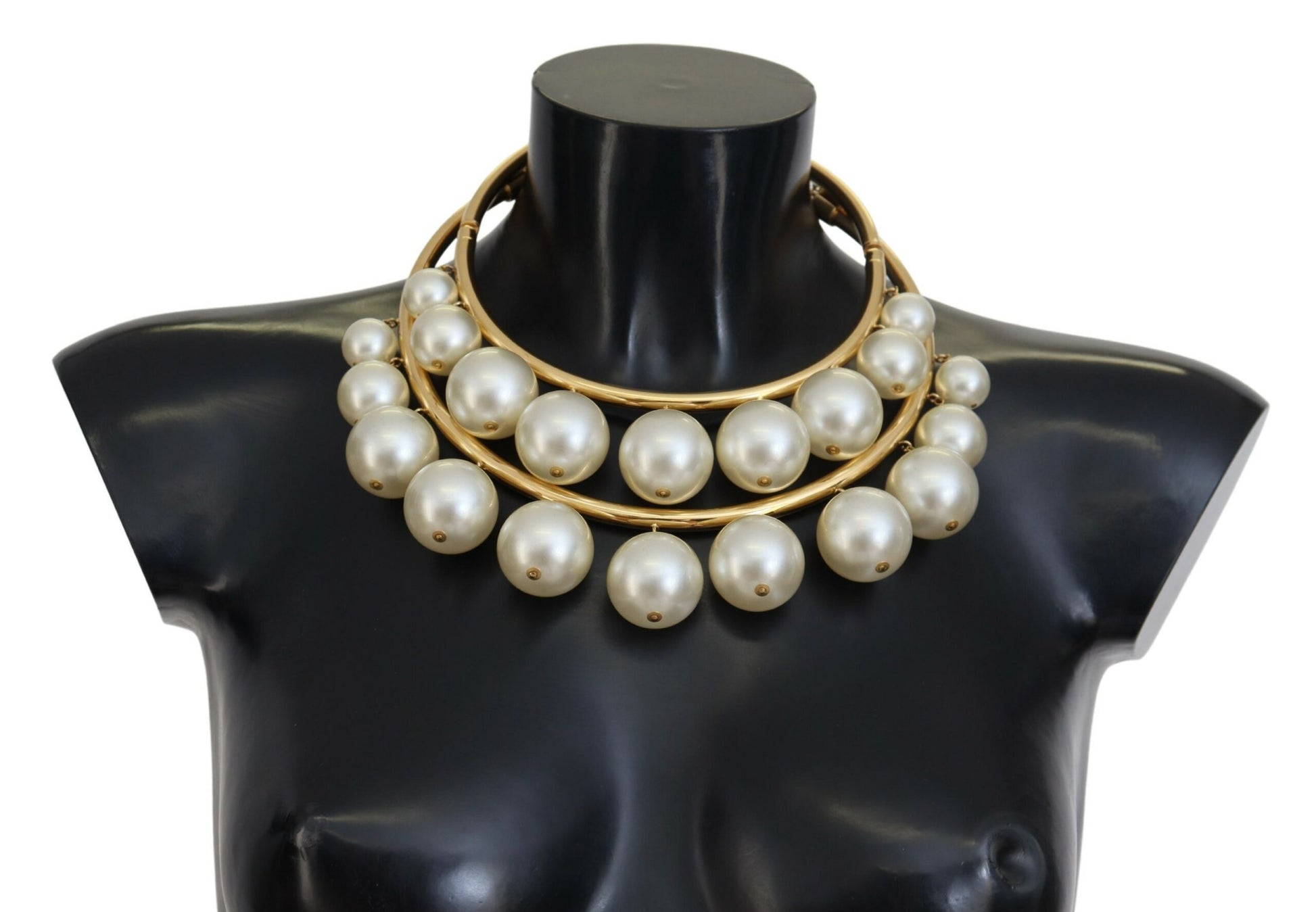 Dolce &amp; Gabbana – Elegantes, goldenes Choker mit Kunstperlenverzierung