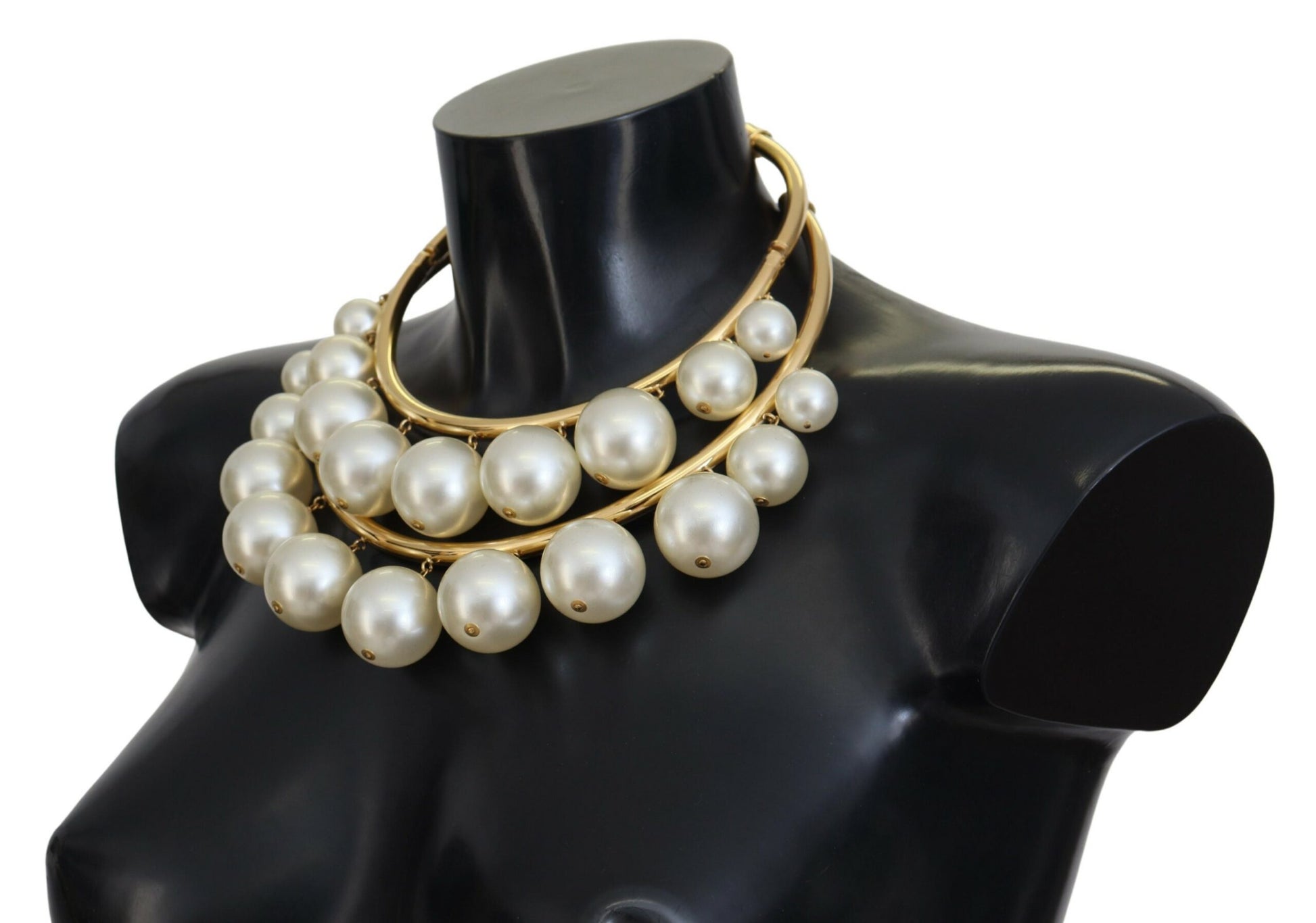 Dolce &amp; Gabbana – Elegantes, goldenes Choker mit Kunstperlenverzierung
