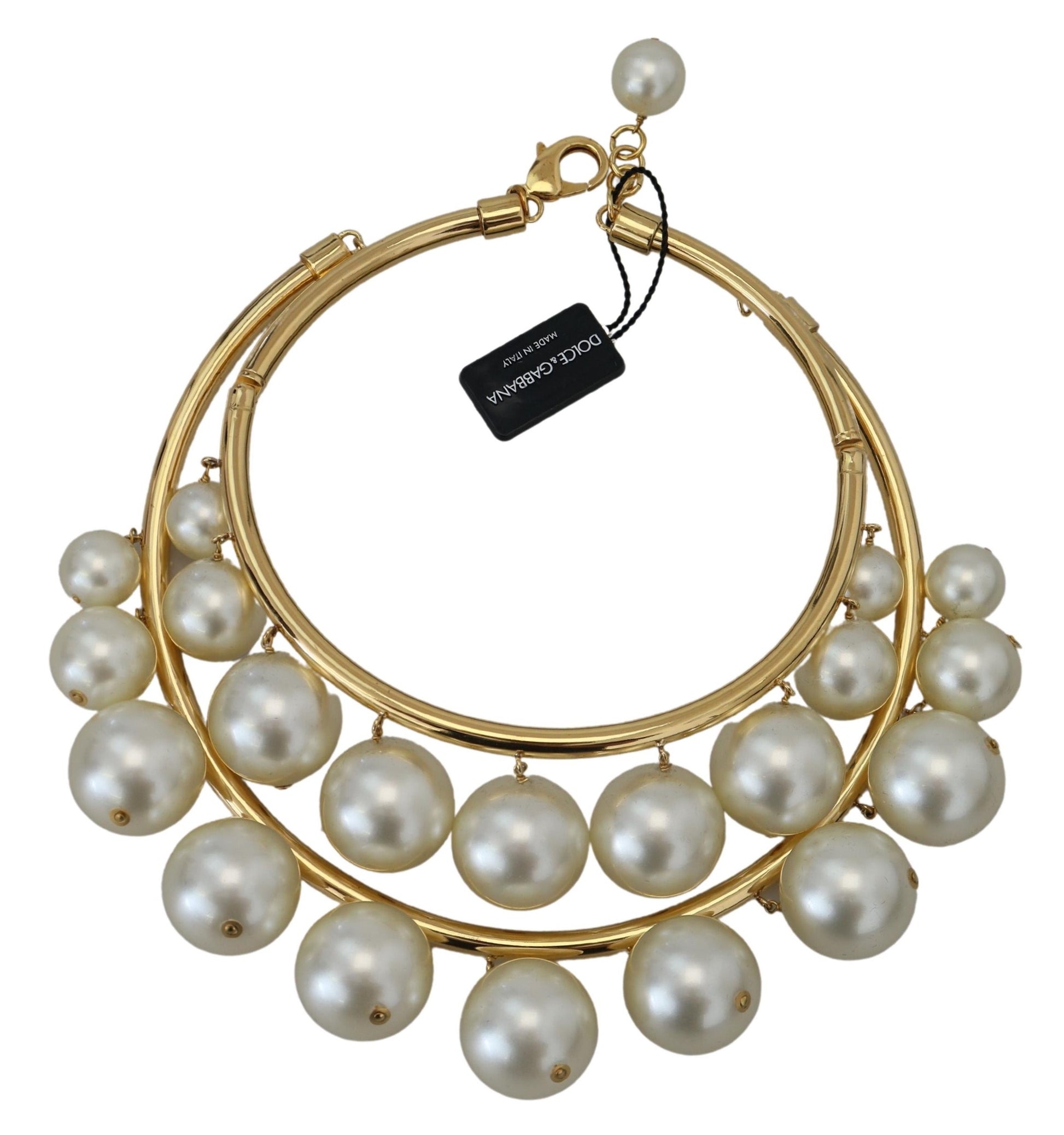 Dolce &amp; Gabbana – Elegantes, goldenes Choker mit Kunstperlenverzierung
