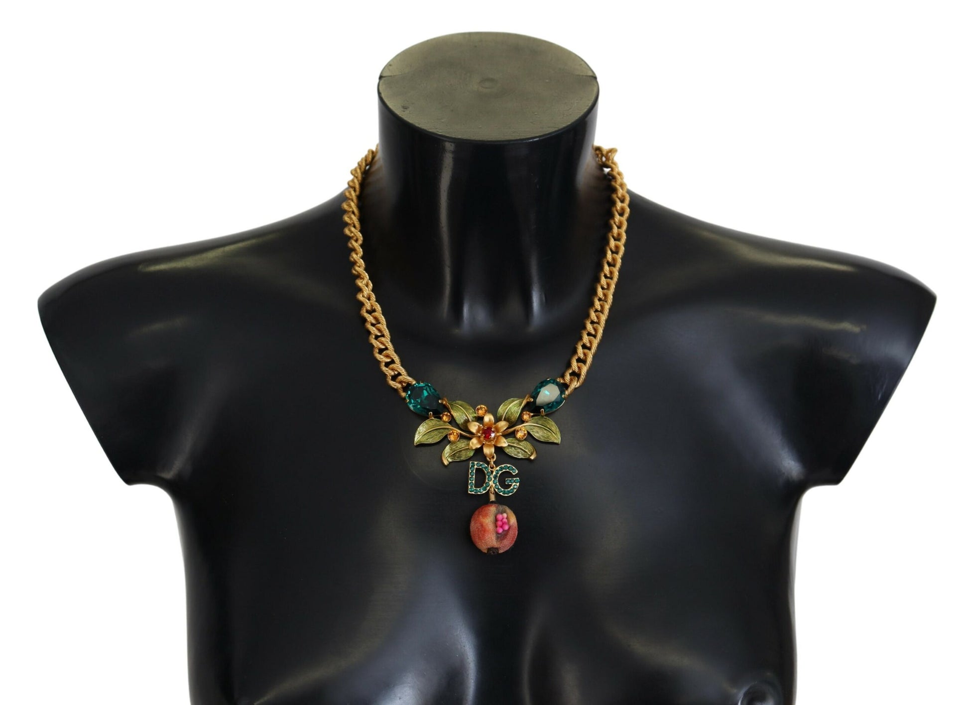 Dolce &amp; Gabbana Elegante goldfarbene Halskette mit Blumen und Früchten