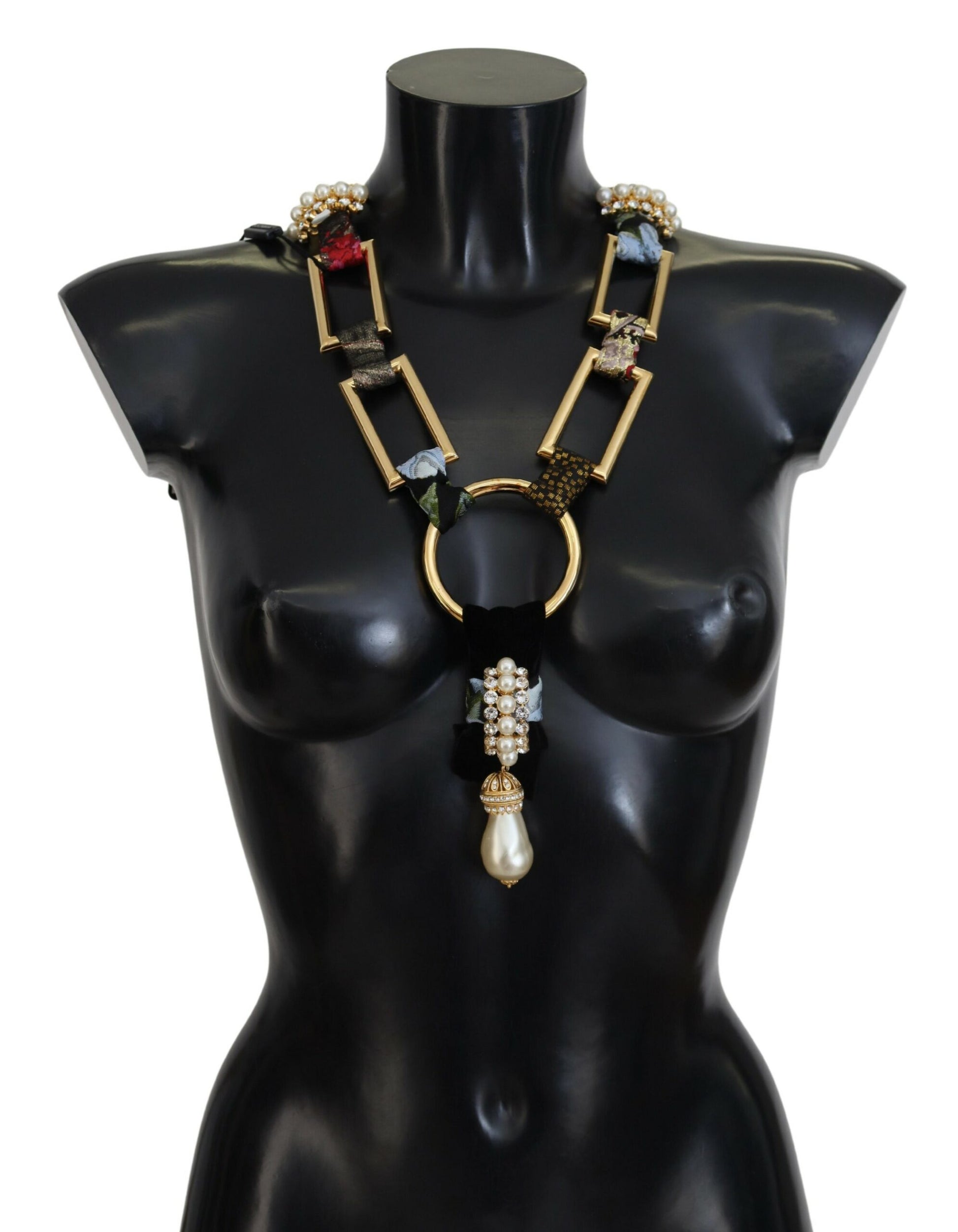Dolce &amp; Gabbana Elegante Statement-Halskette mit Perlen aus goldenem Messing