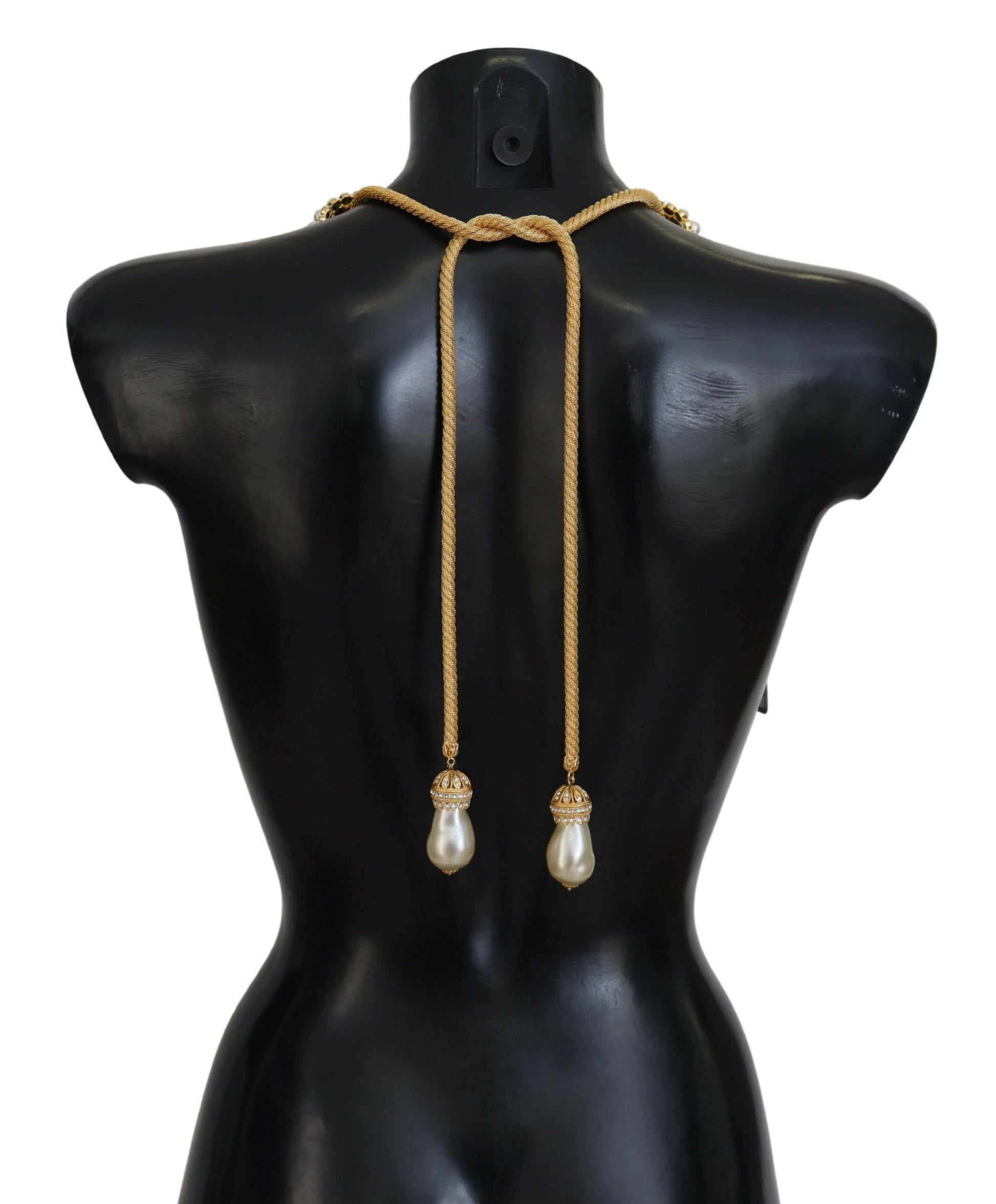 Dolce &amp; Gabbana Elegante Statement-Halskette mit Perlen aus goldenem Messing