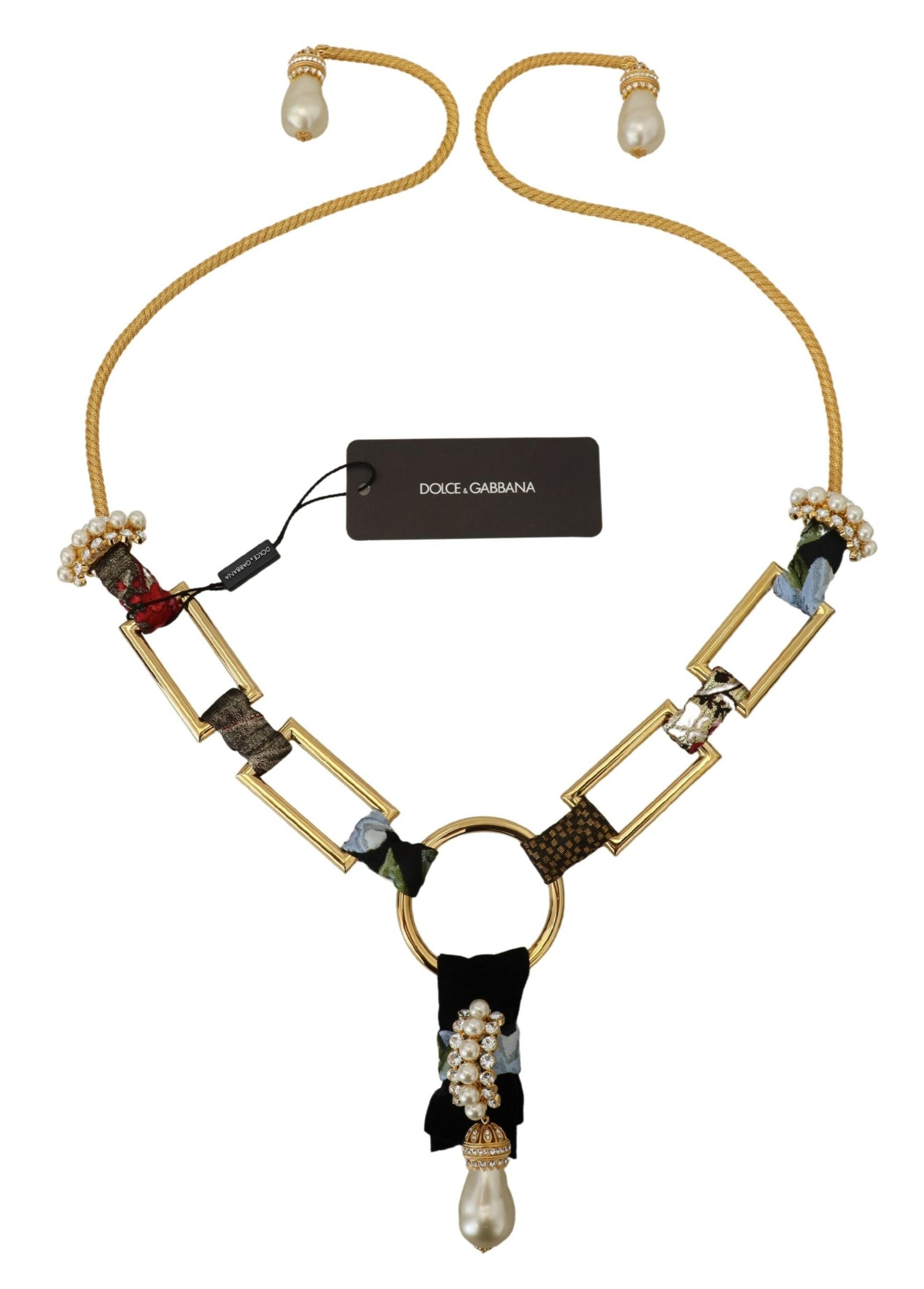 Dolce &amp; Gabbana Elegante Statement-Halskette mit Perlen aus goldenem Messing