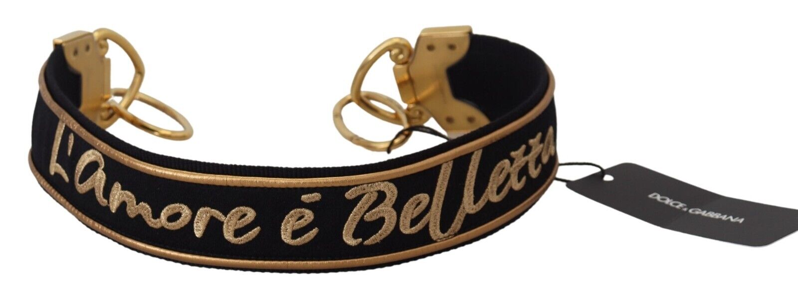 Dolce &amp; Gabbana Eleganter gold-schwarzer Schultertaschengurt