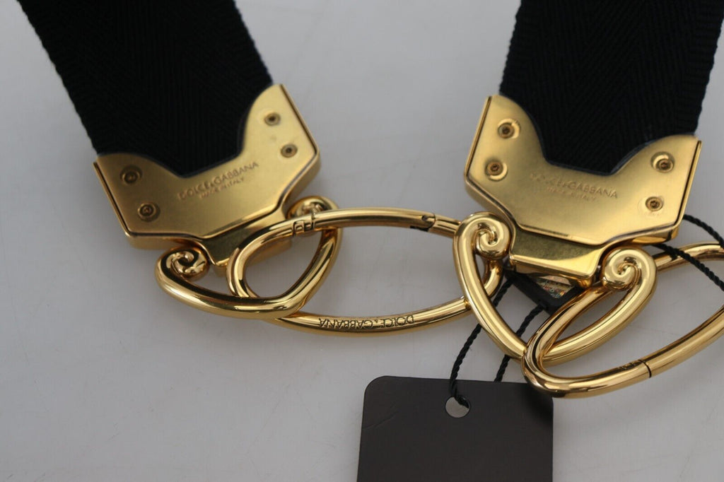 Dolce &amp; Gabbana Eleganter gold-schwarzer Schultertaschengurt
