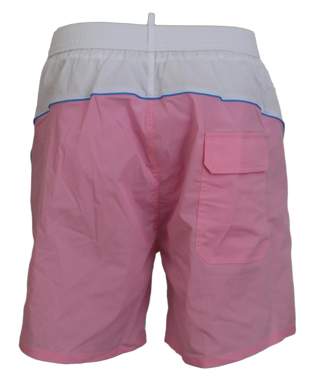 Dsquared² Schicke Badeshorts mit Print in Weiß und Rosa