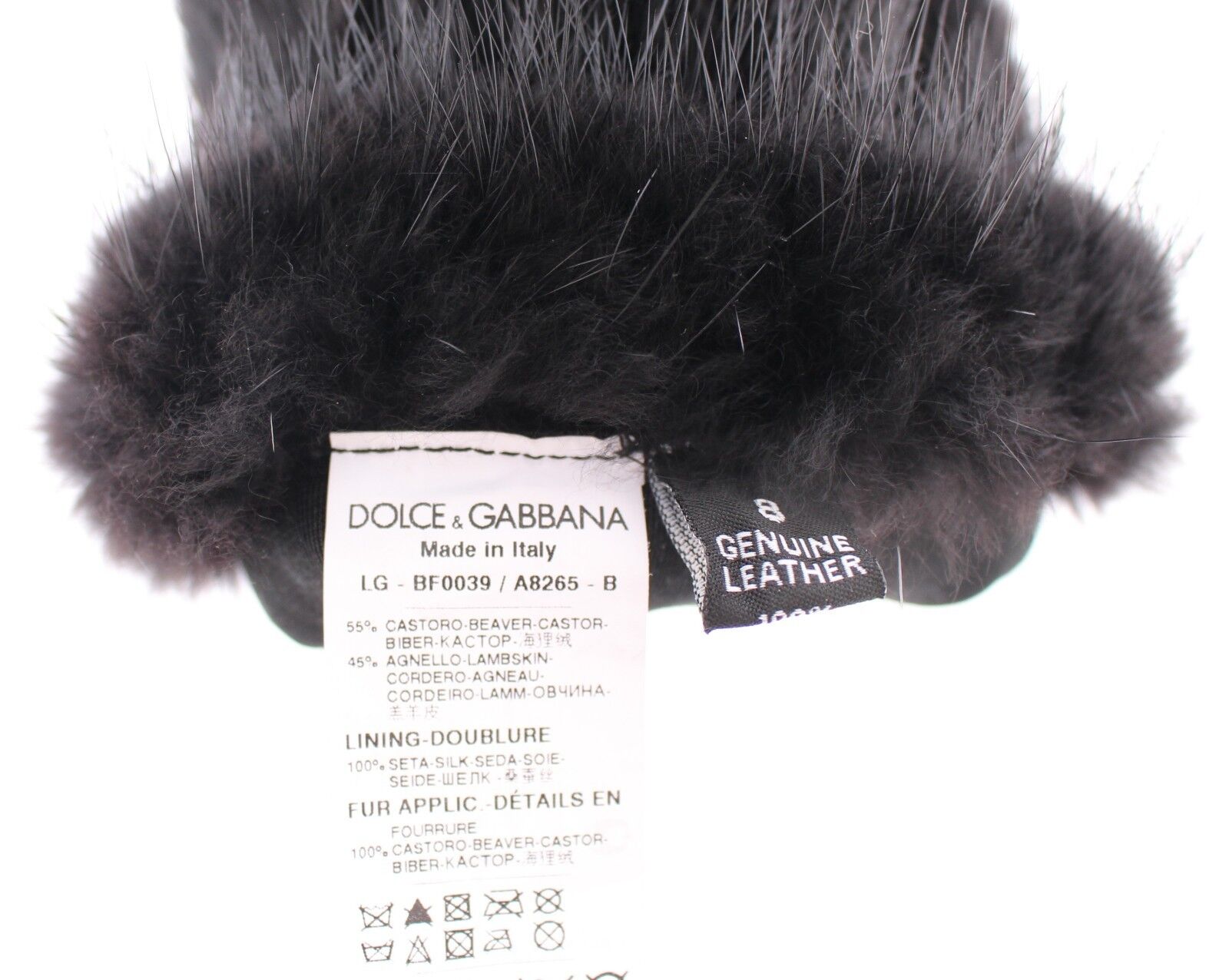 Dolce &amp; Gabbana Elegante ellenbogenlange Biberpelzhandschuhe