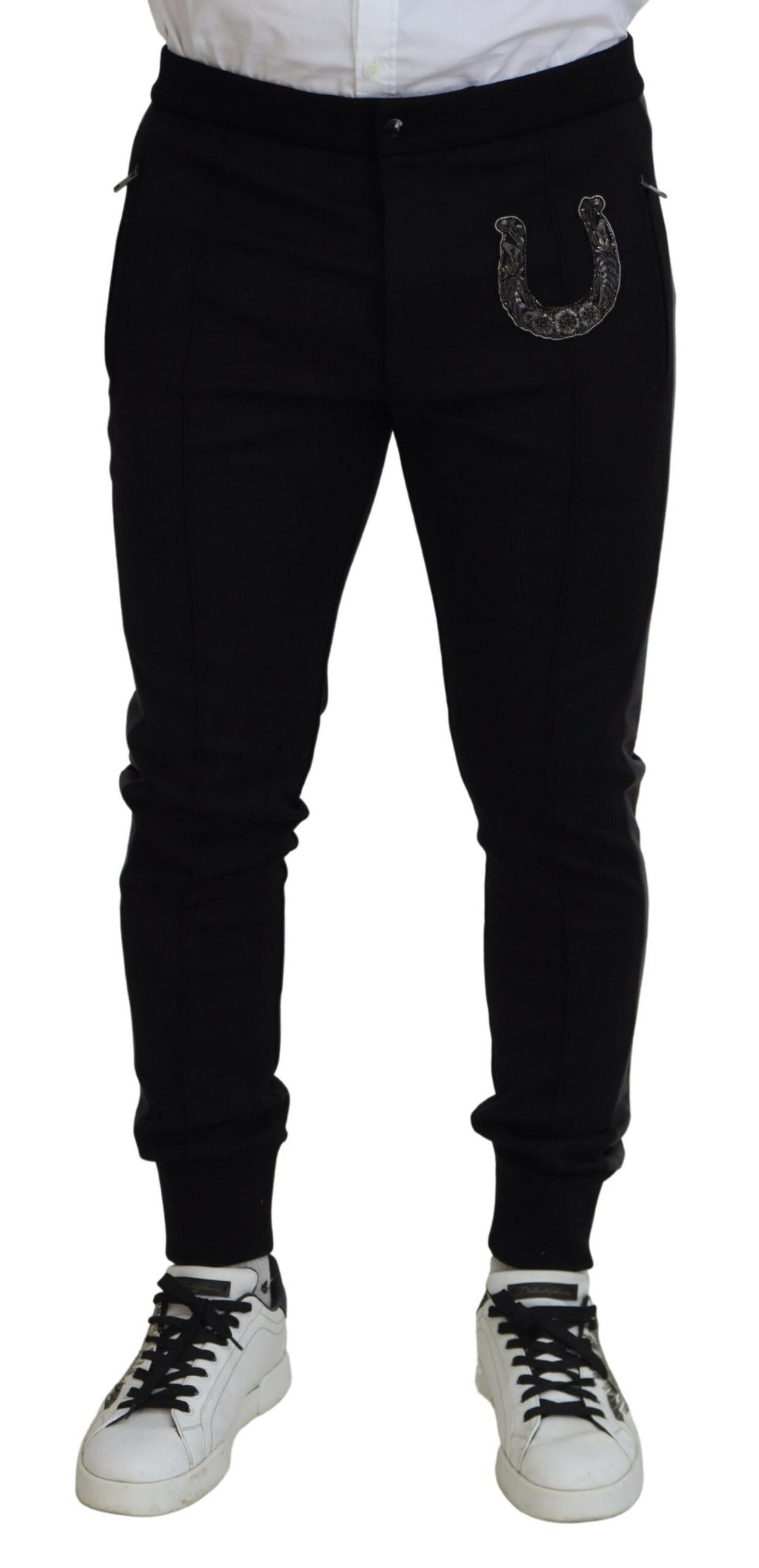 Dolce &amp; Gabbana – Elegante schwarze Jogginghose aus luxuriöser Wollmischung