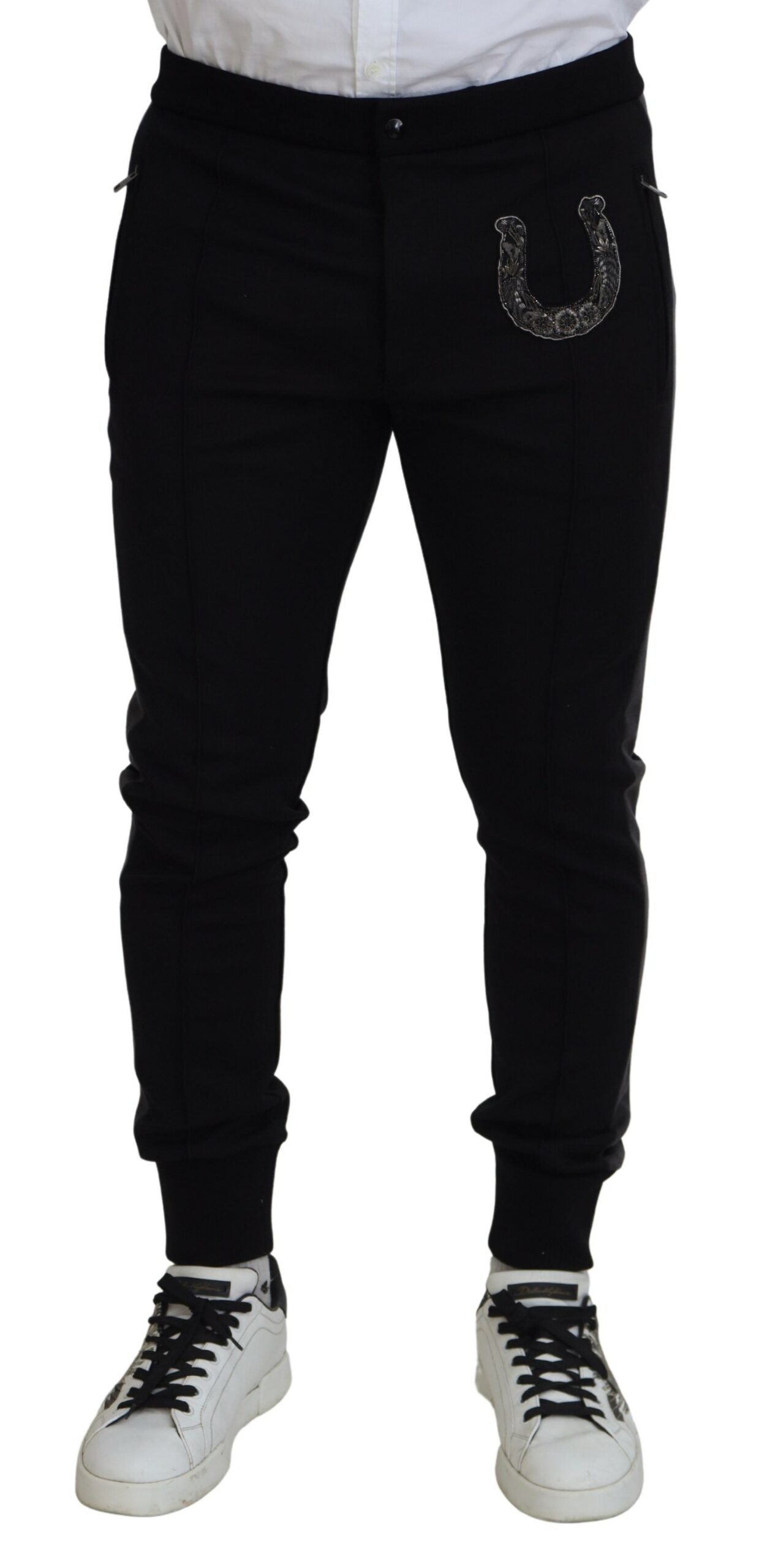Dolce &amp; Gabbana – Elegante schwarze Jogginghose aus luxuriöser Wollmischung