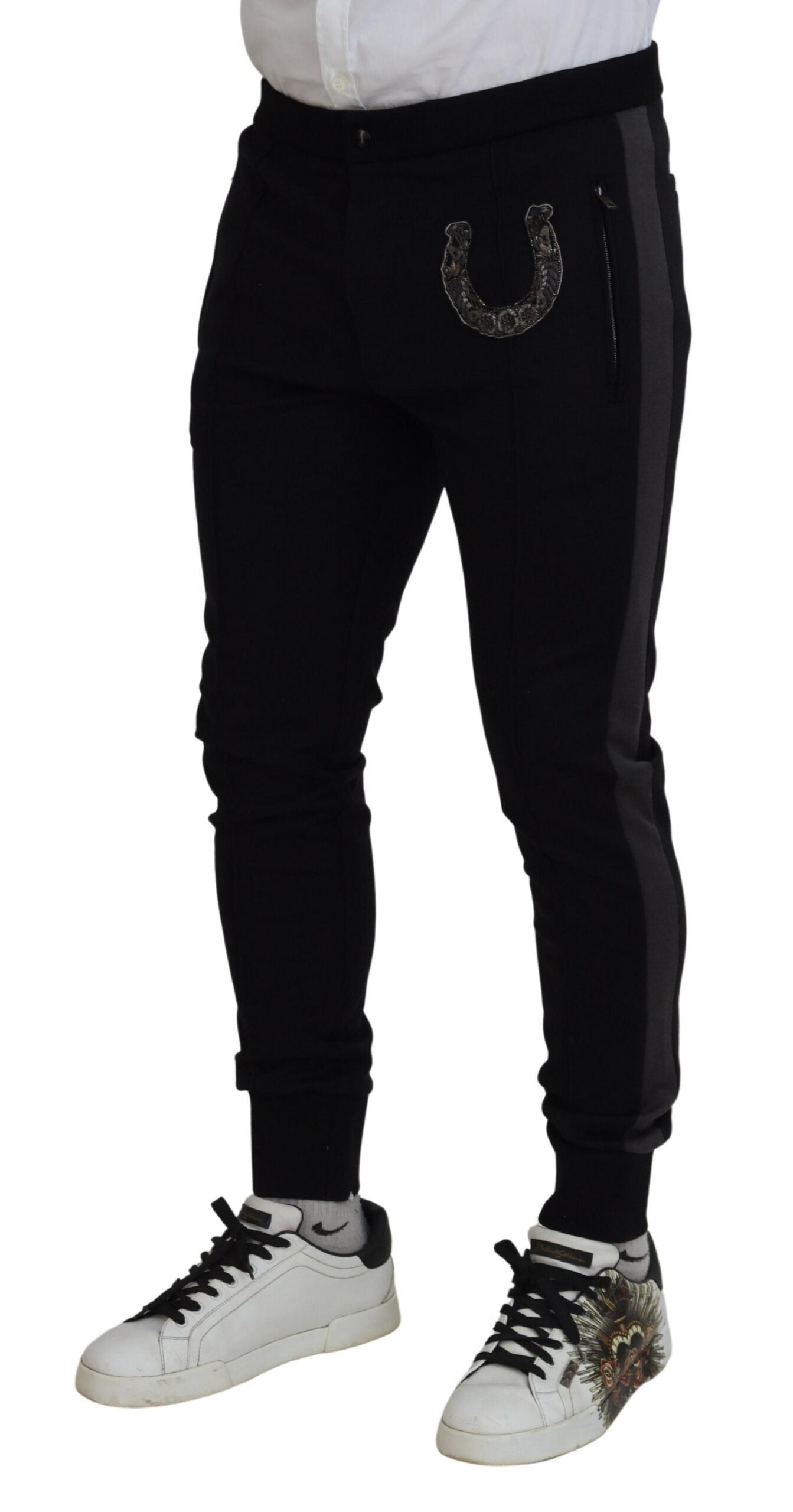 Dolce &amp; Gabbana – Elegante schwarze Jogginghose aus luxuriöser Wollmischung