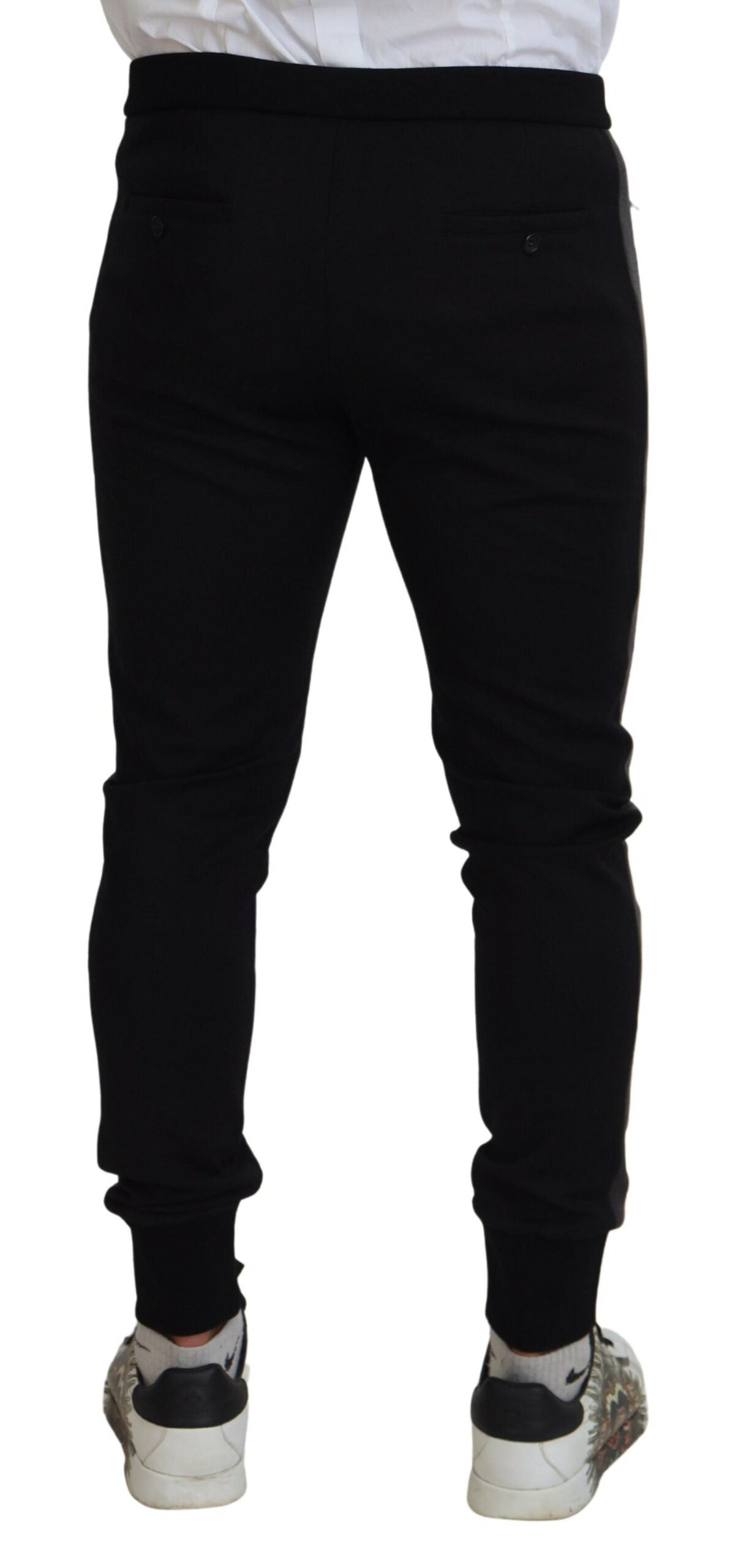 Dolce &amp; Gabbana – Elegante schwarze Jogginghose aus luxuriöser Wollmischung