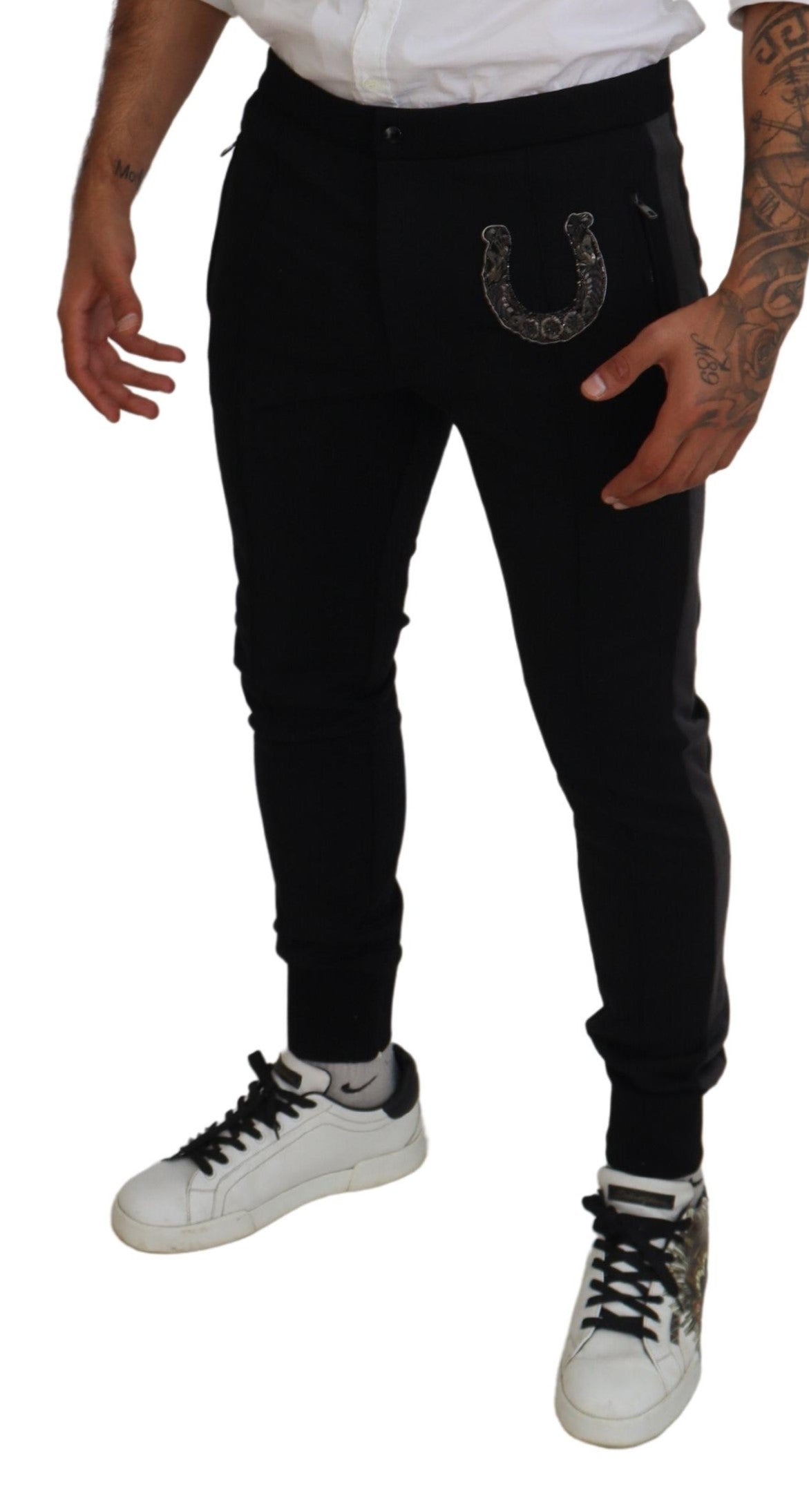 Dolce &amp; Gabbana – Elegante schwarze Jogginghose aus luxuriöser Wollmischung
