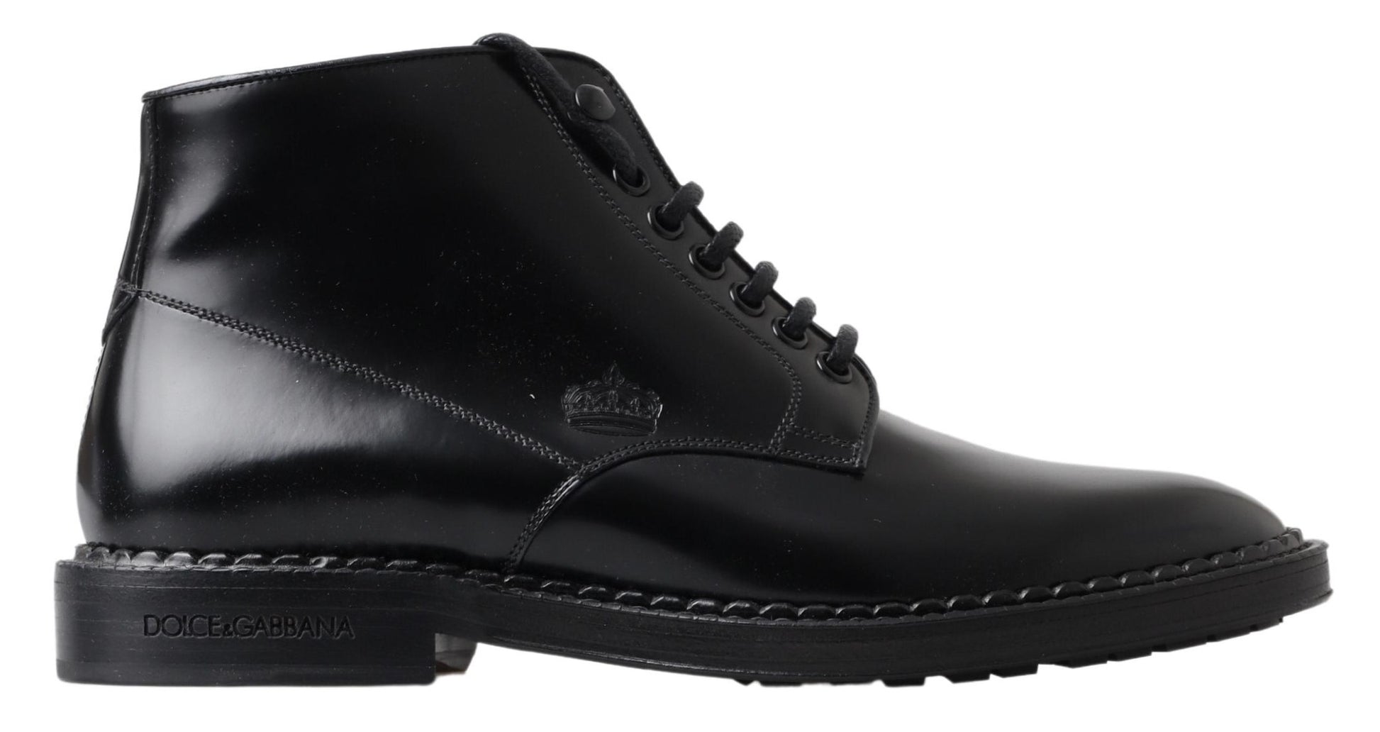Dolce &amp; Gabbana Elegante schwarze Leder-Herrenstiefel
