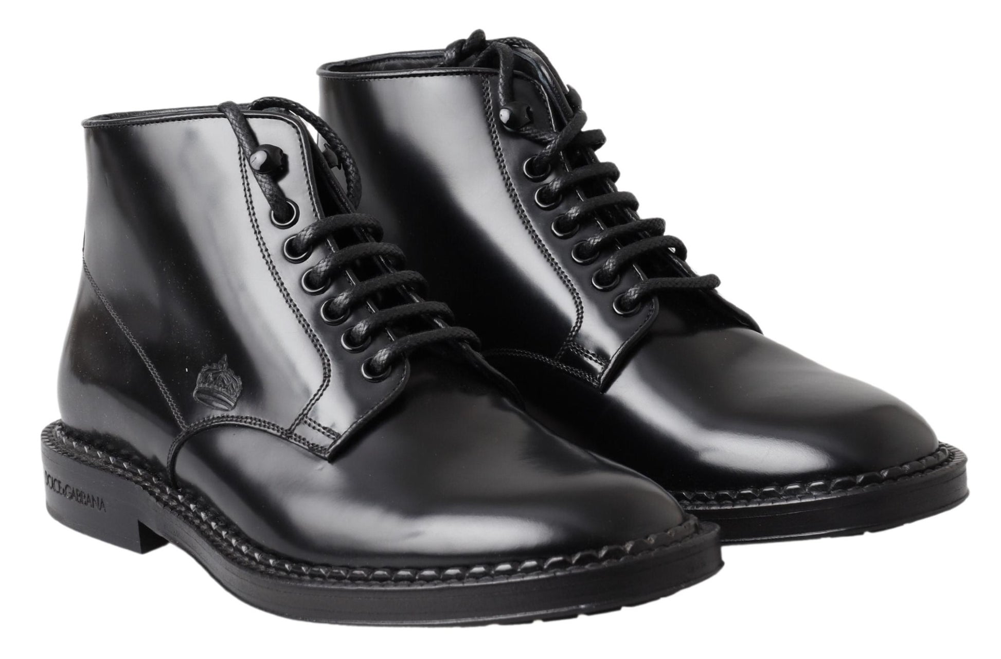 Dolce &amp; Gabbana Elegante schwarze Leder-Herrenstiefel
