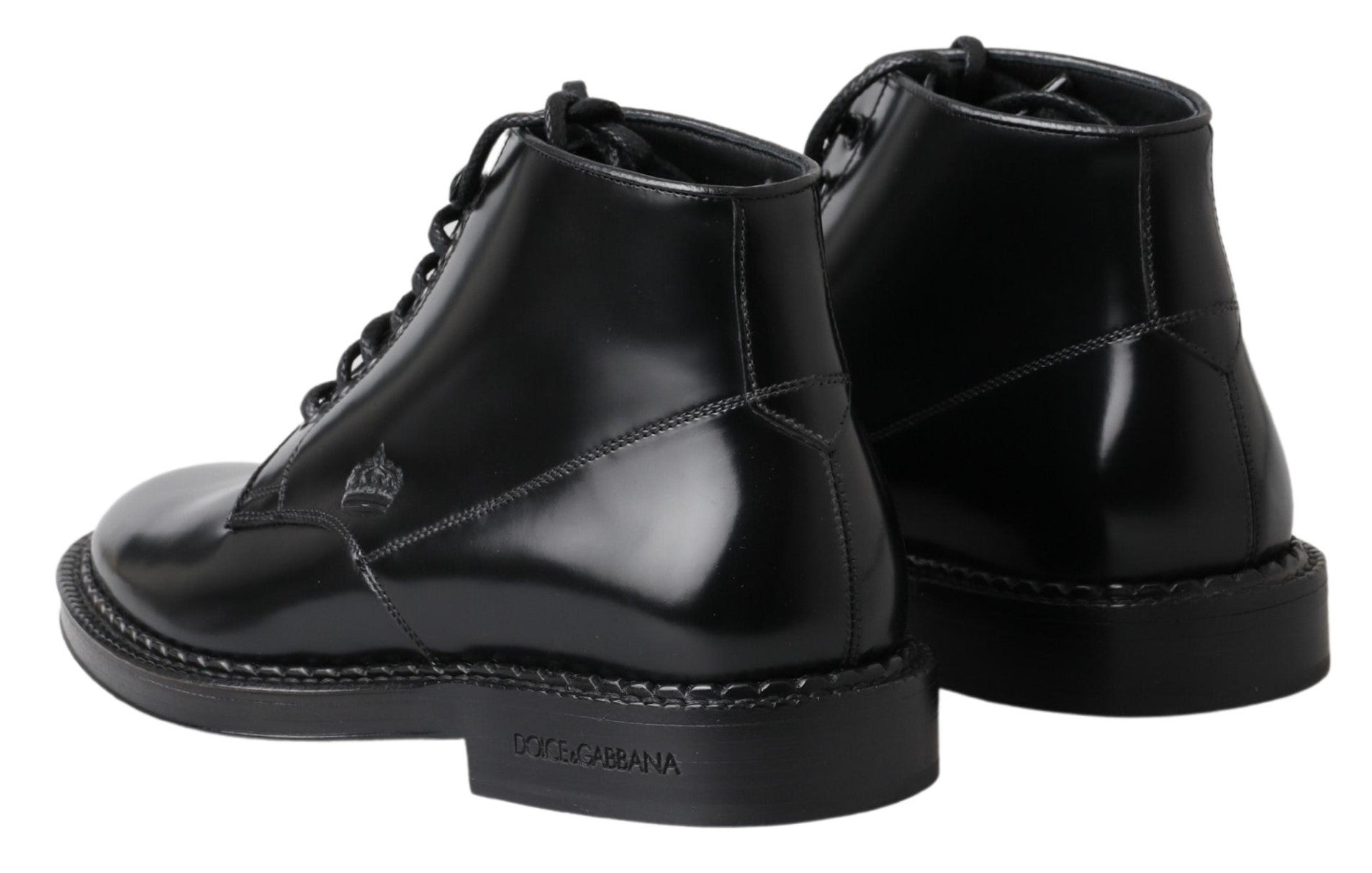 Dolce &amp; Gabbana Elegante schwarze Leder-Herrenstiefel