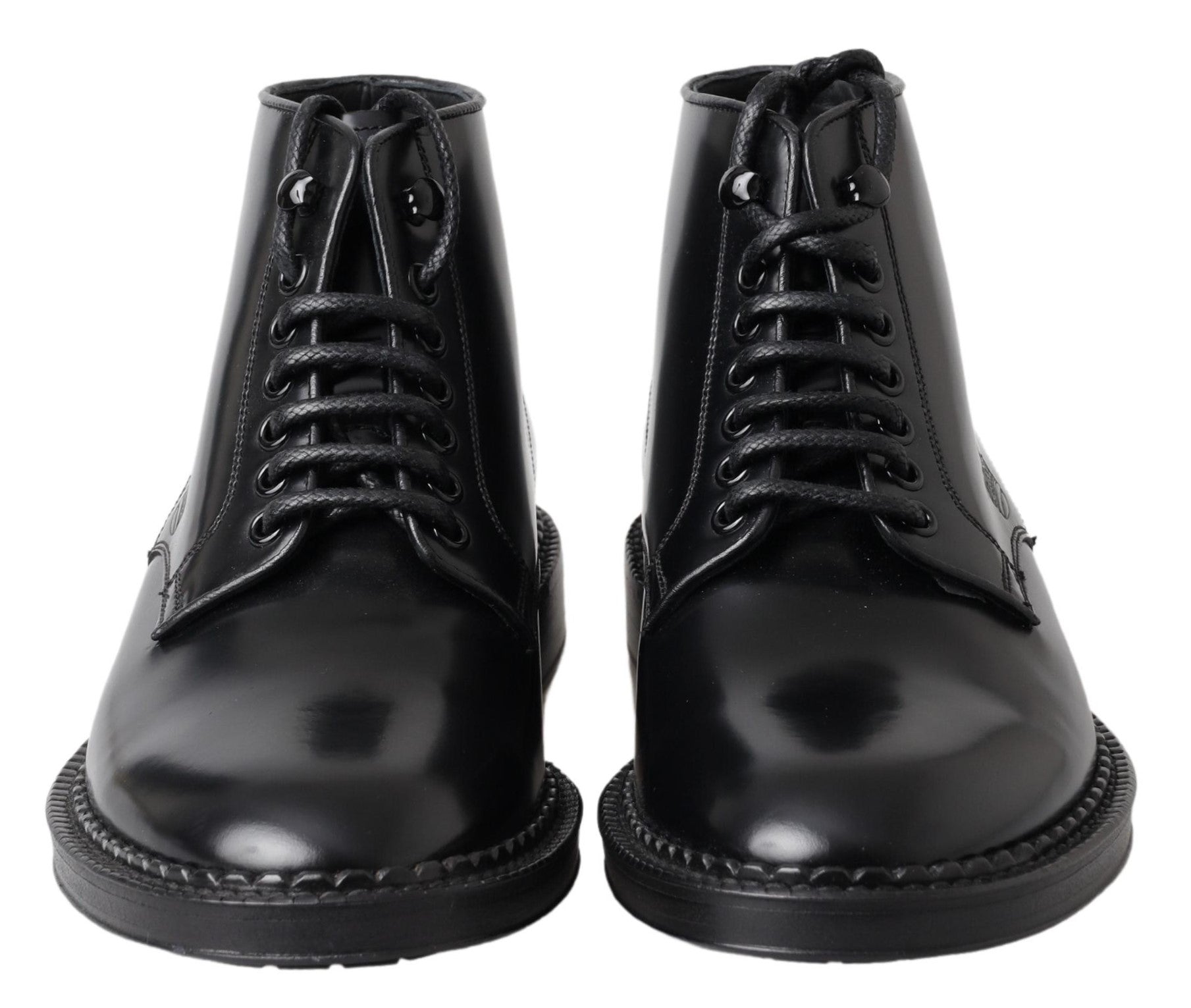 Dolce &amp; Gabbana Elegante schwarze Leder-Herrenstiefel