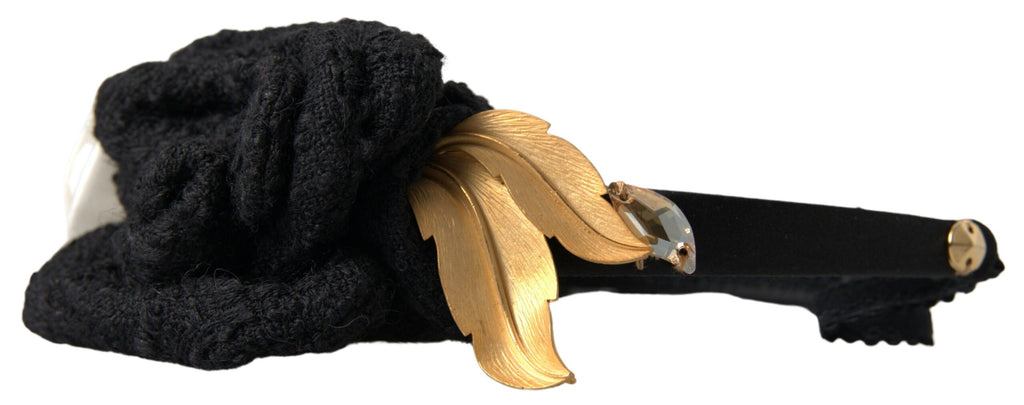 Dolce & Gabbana Diadem Headband Tiara White Rose Crystal Hair Gold - Allority