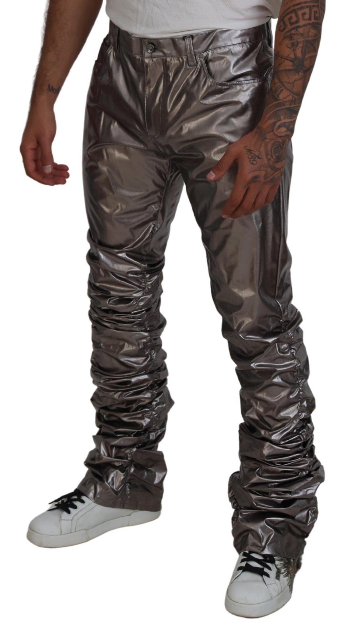 Dolce &amp; Gabbana Metallic Silber Freizeithose