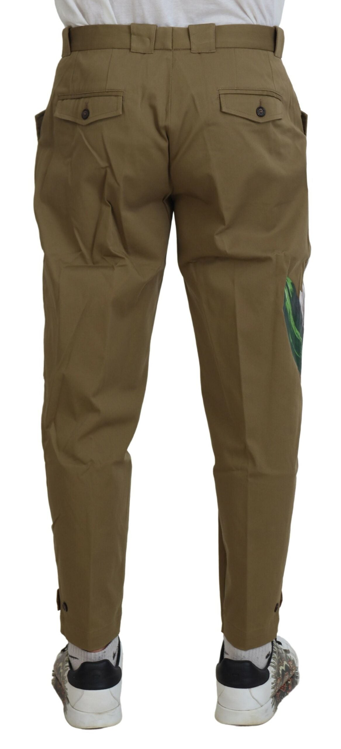 Dolce &amp; Gabbana – Exquisite Chinohose mit Blumenmuster in Beige