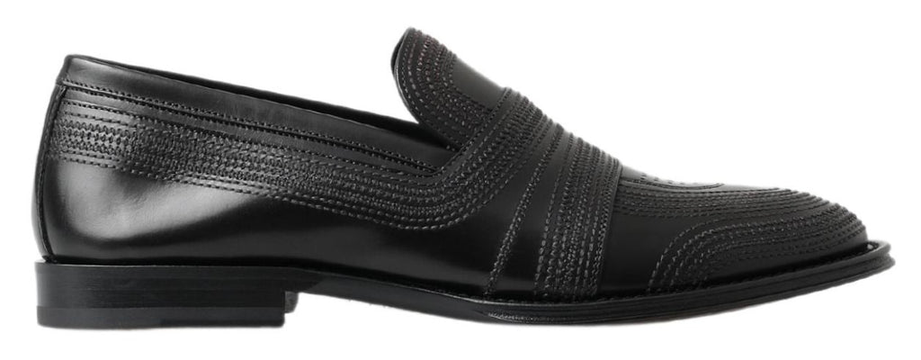 Dolce &amp; Gabbana Elegante Slipper-Loafer aus schwarzem Leder