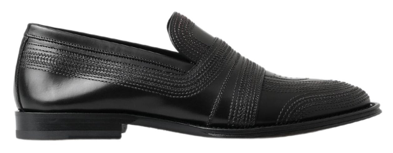 Dolce &amp; Gabbana Elegante Slipper-Loafer aus schwarzem Leder