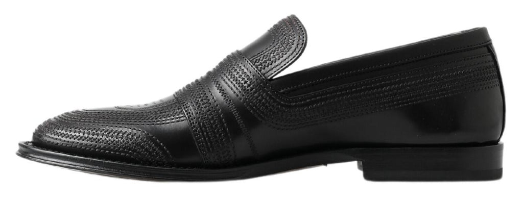 Dolce &amp; Gabbana Elegante Slipper-Loafer aus schwarzem Leder