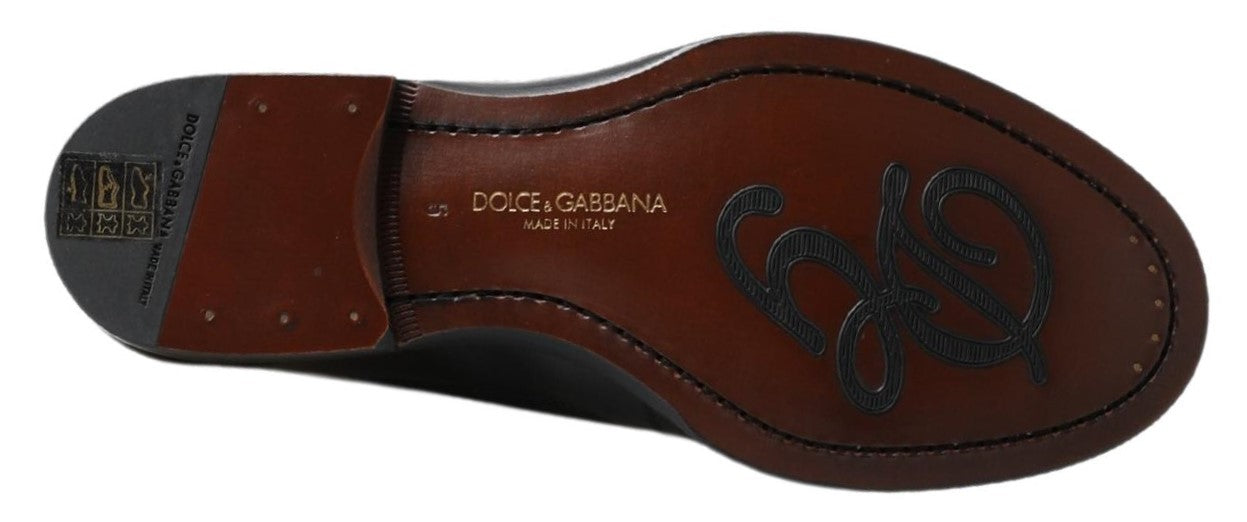 Dolce &amp; Gabbana Elegante Slipper-Loafer aus schwarzem Leder