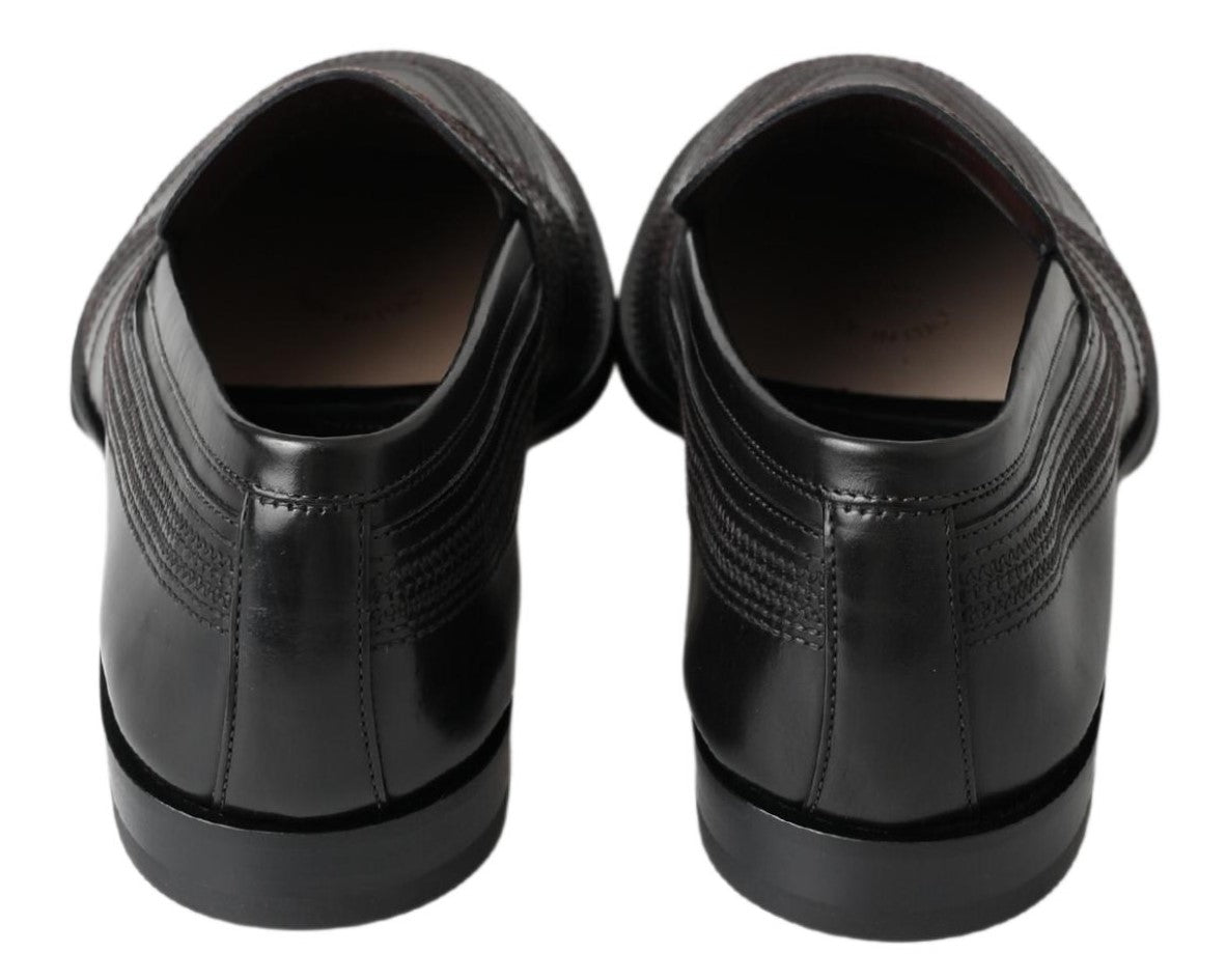 Dolce &amp; Gabbana Elegante Slipper-Loafer aus schwarzem Leder