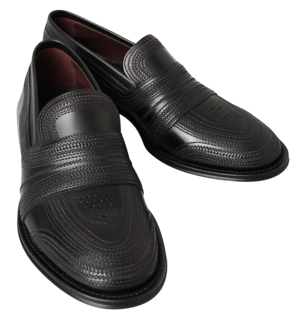 Dolce &amp; Gabbana Elegante Slipper-Loafer aus schwarzem Leder