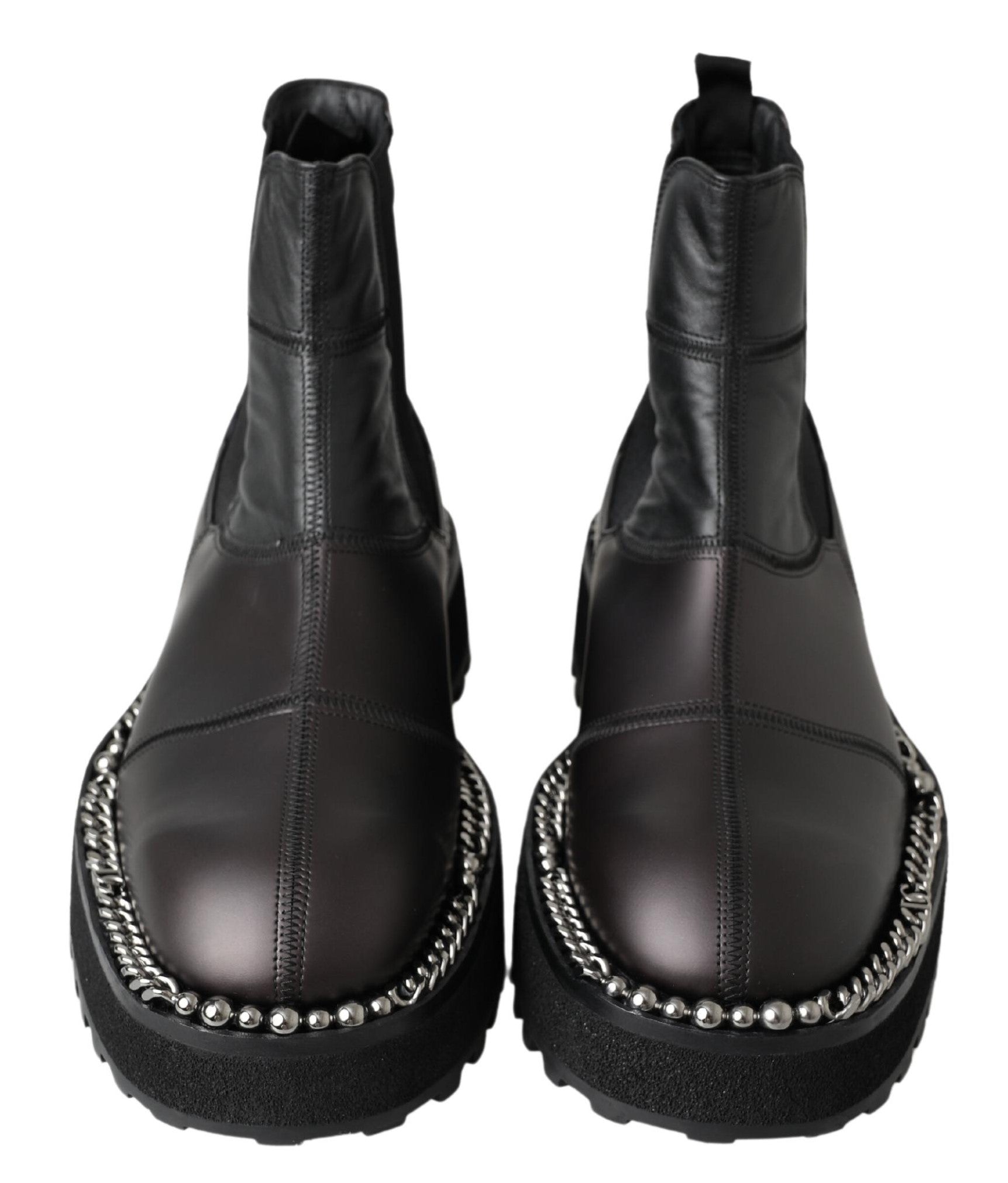 Dolce &amp; Gabbana Elegante schwarze Stretch-Stiefel zum Hineinschlüpfen