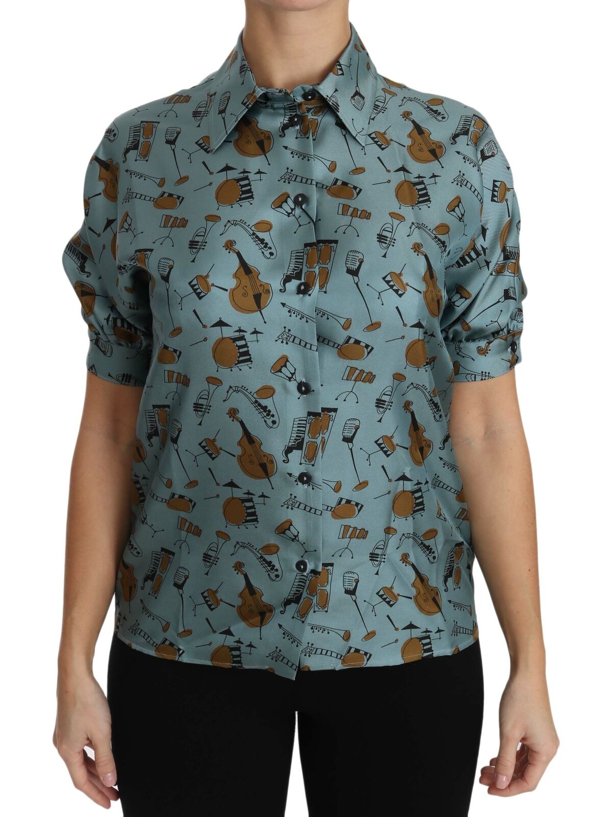 Dolce &amp; Gabbana Elegante mehrfarbige Seidenbluse mit Kragen