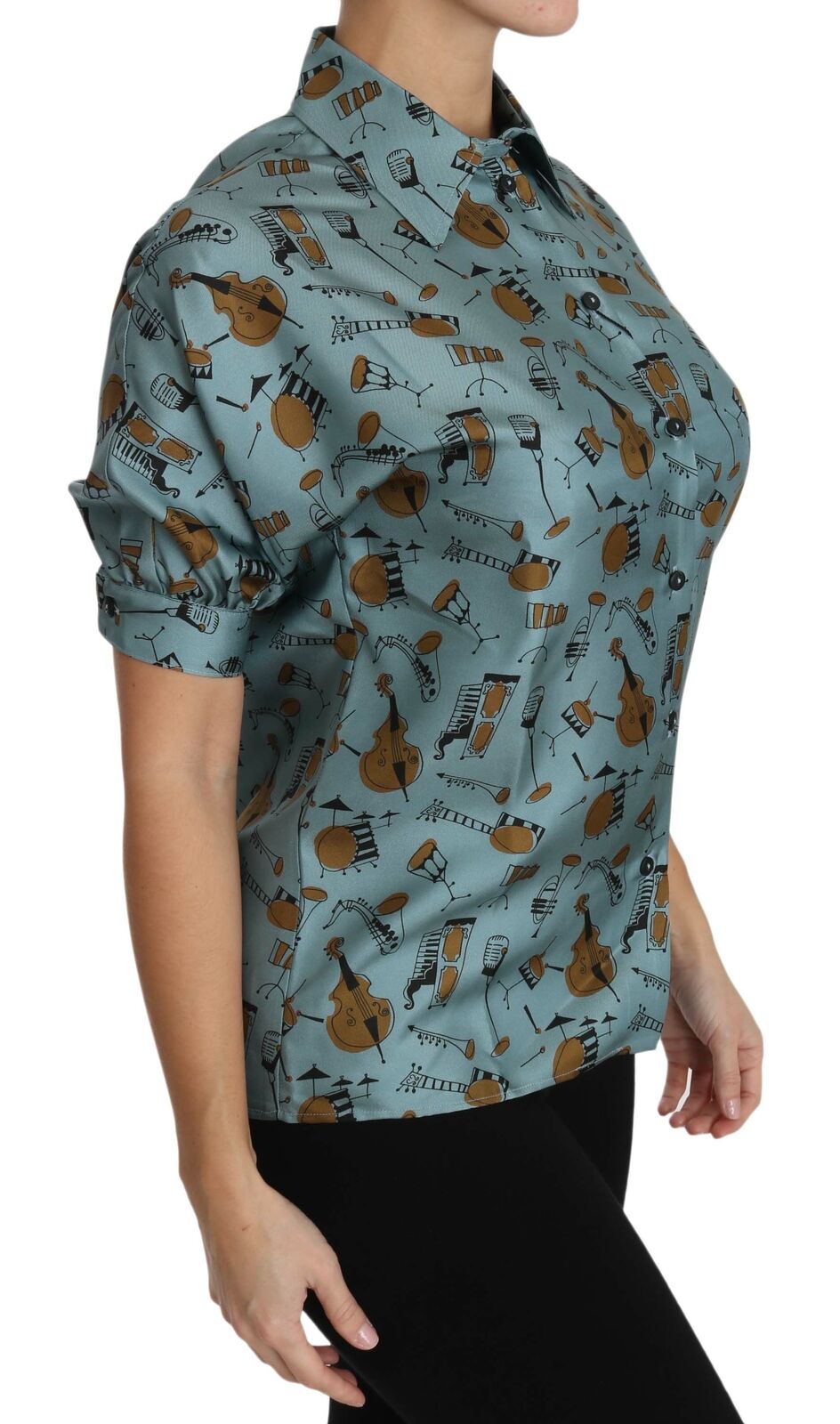 Dolce &amp; Gabbana Elegante mehrfarbige Seidenbluse mit Kragen