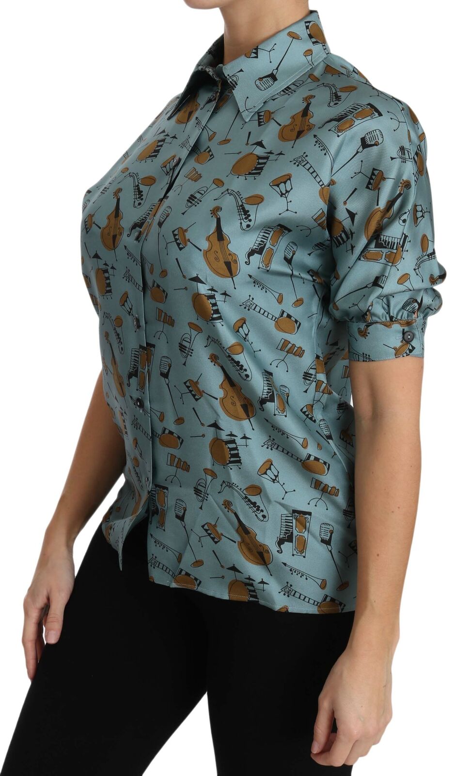Dolce &amp; Gabbana Elegante mehrfarbige Seidenbluse mit Kragen