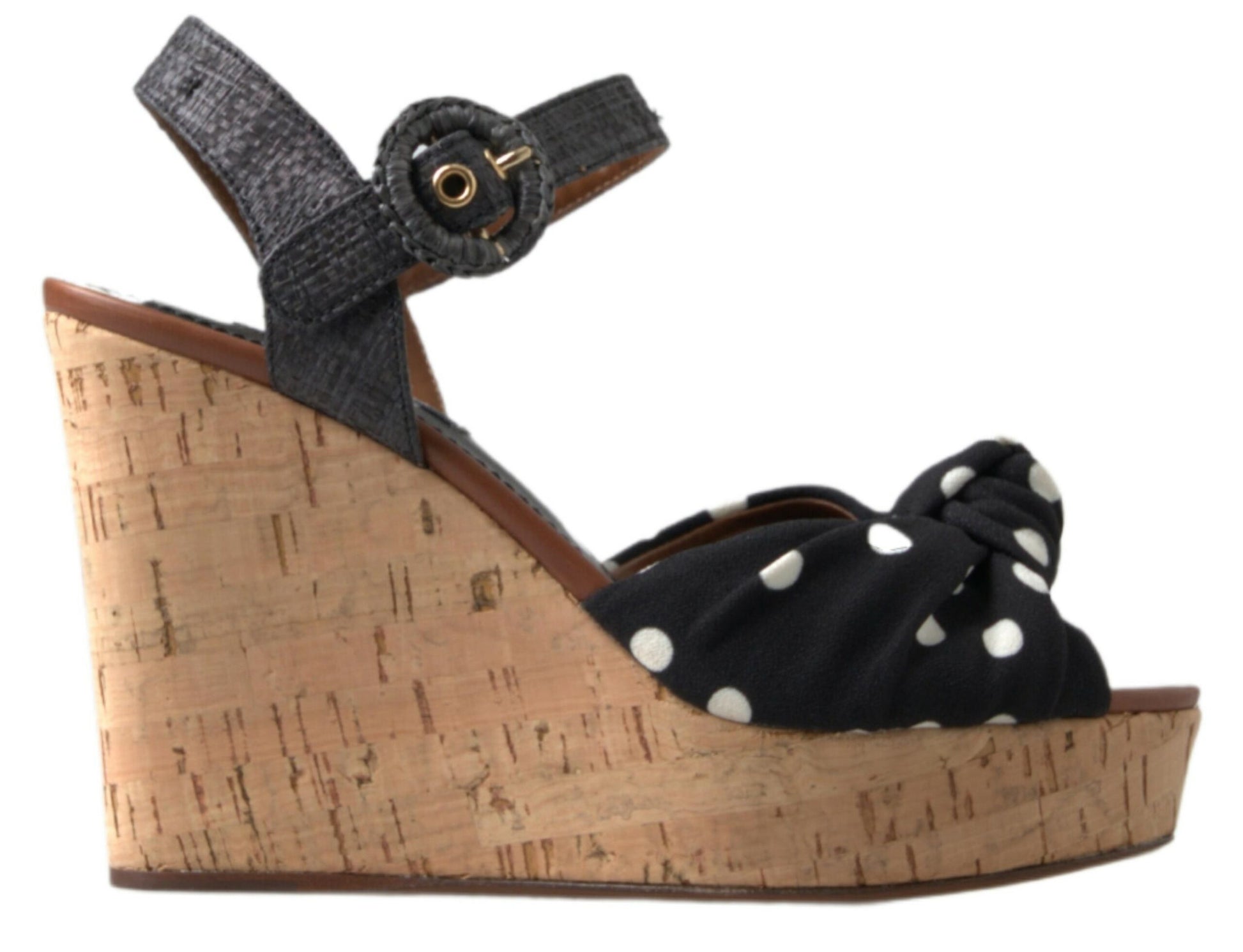 Dolce &amp; Gabbana – Schicke Keilabsatzschuhe mit Knöchelriemen und Punkten