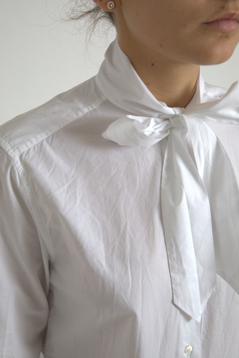 Dolce &amp; Gabbana Elegantes Langarmhemd aus weißer Baumwolle