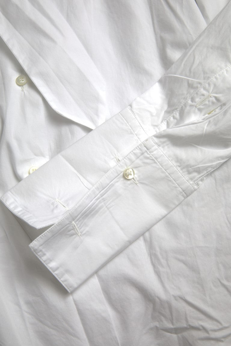 Dolce &amp; Gabbana Elegantes Langarmhemd aus weißer Baumwolle