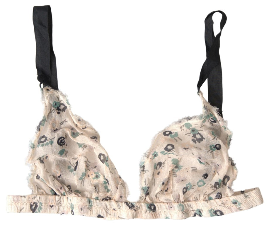 Costume National Eleganter beigefarbener BH mit Blumenmuster