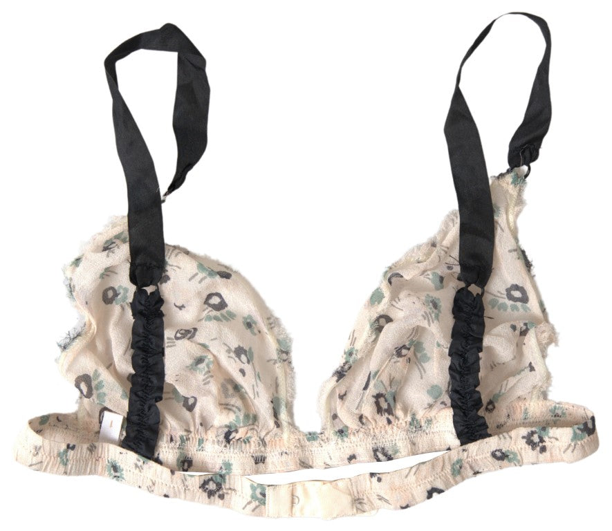 Costume National Eleganter beigefarbener BH mit Blumenmuster