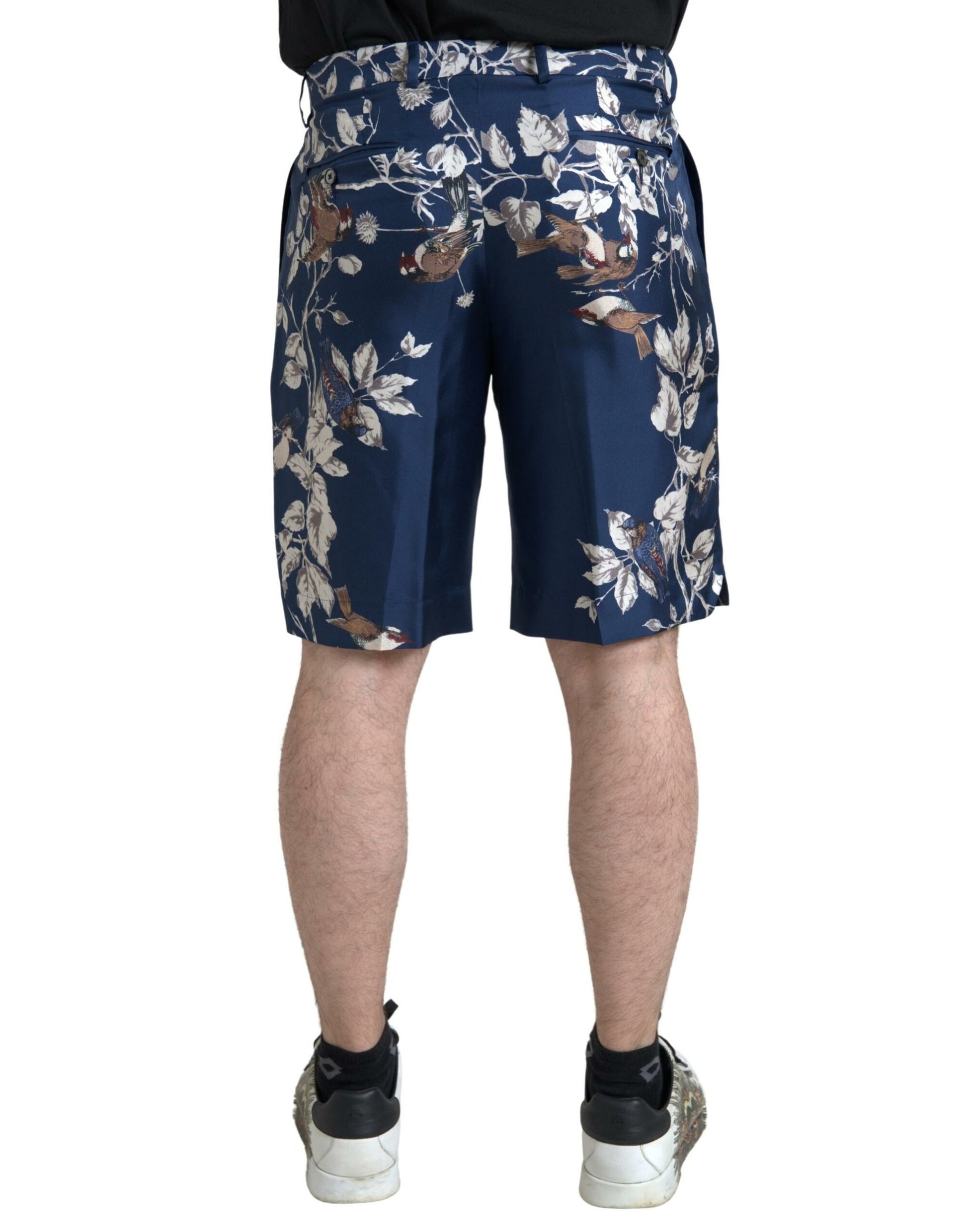 Dolce &amp; Gabbana – Seiden-Bermudashorts mit Blumenmuster in Blau
