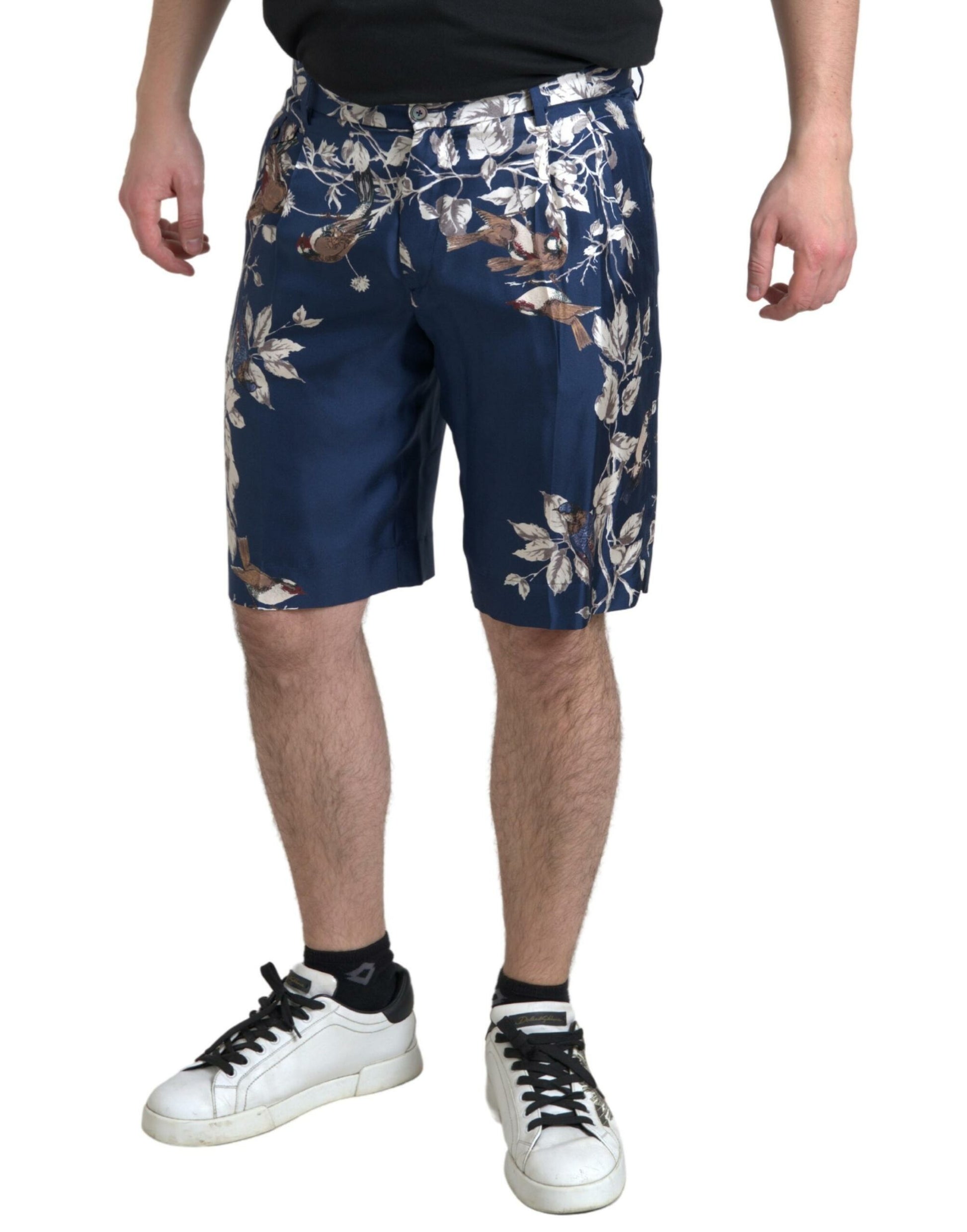 Dolce &amp; Gabbana – Seiden-Bermudashorts mit Blumenmuster in Blau