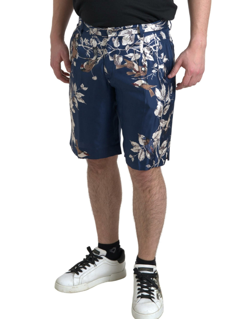 Dolce &amp; Gabbana – Seiden-Bermudashorts mit Blumenmuster in Blau