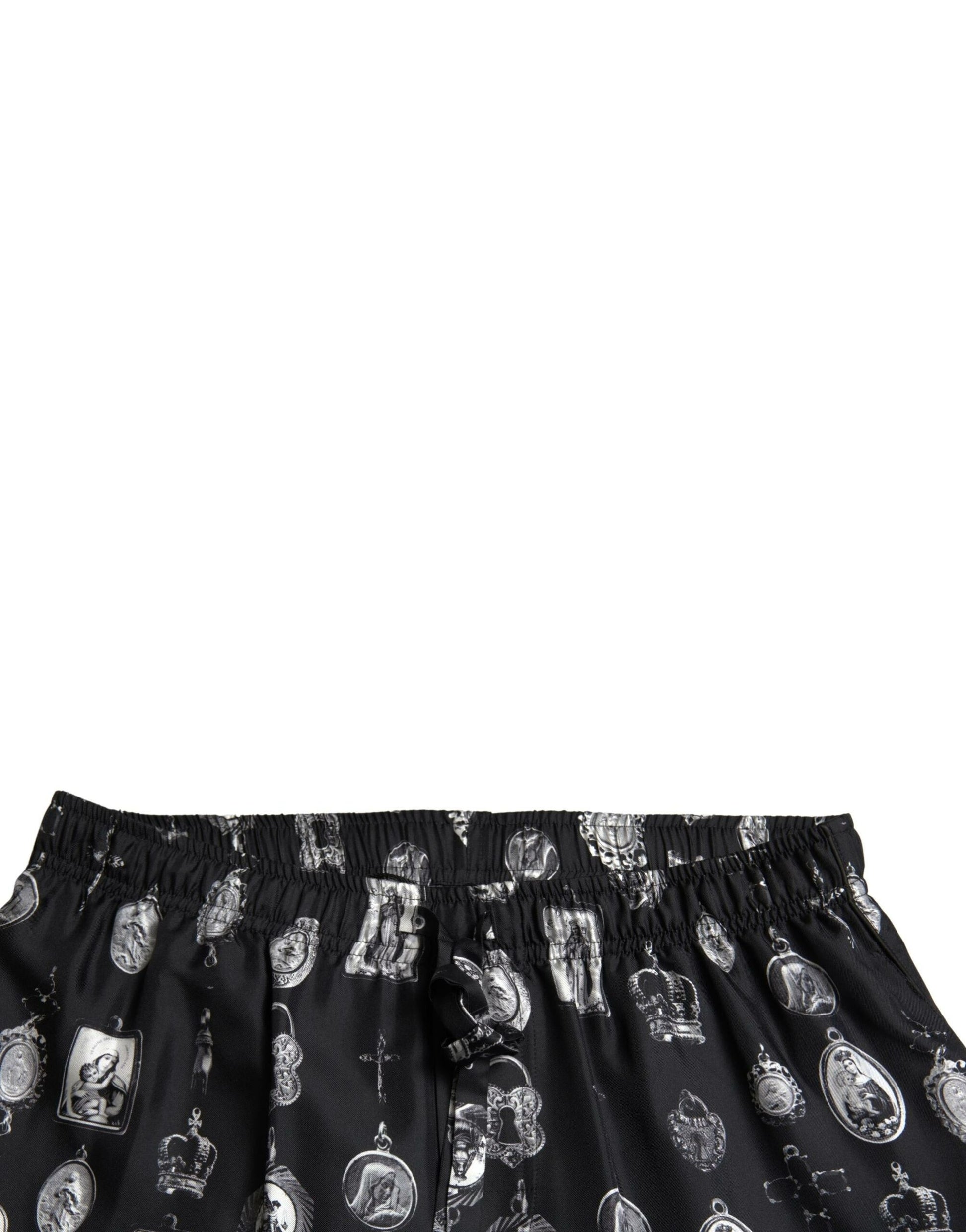 Dolce &amp; Gabbana – Elegante Jogginghose aus Seide mit religiösem Aufdruck