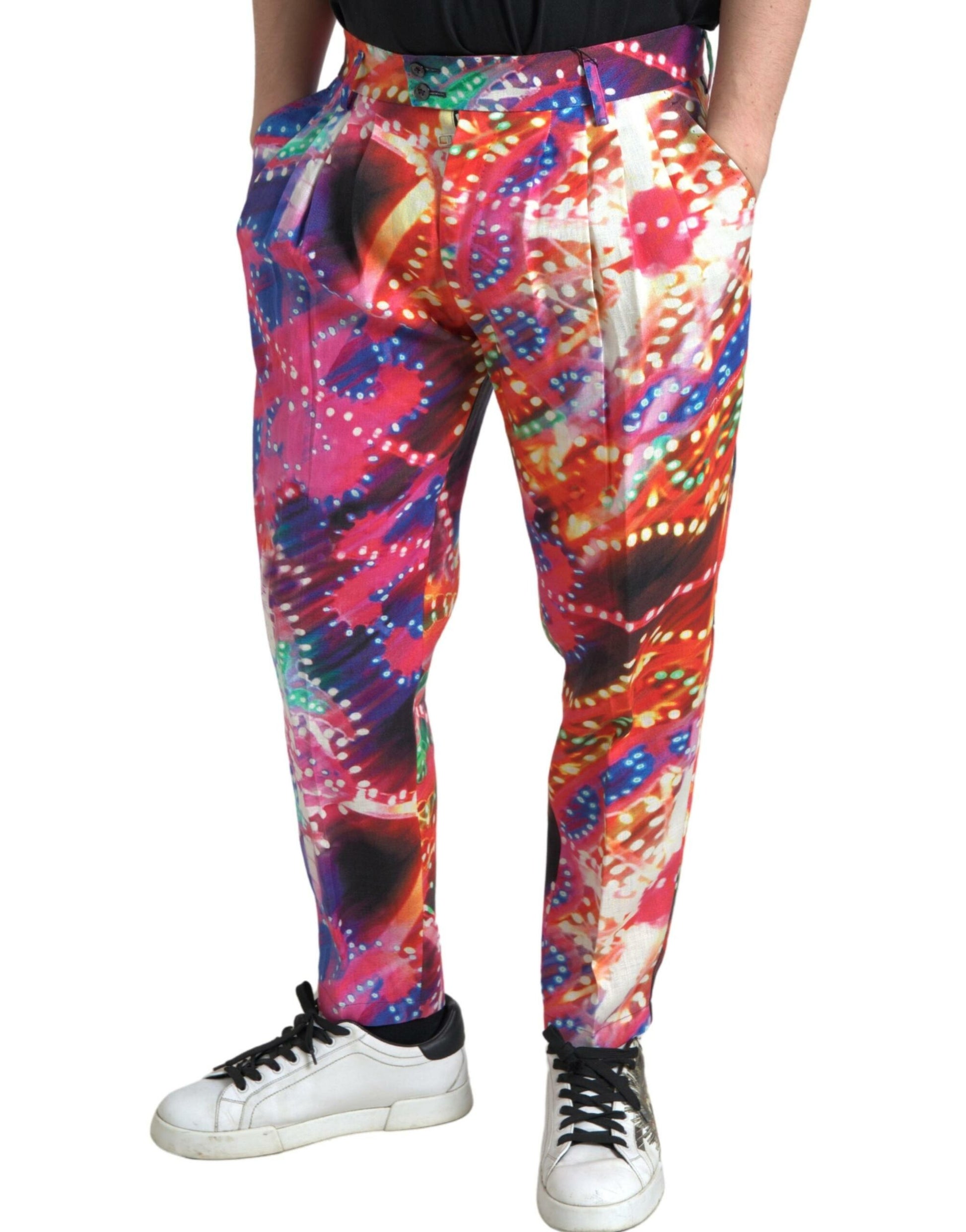 Dolce &amp; Gabbana Mehrfarbige Chinohose aus Leinen – Italienische Eleganz